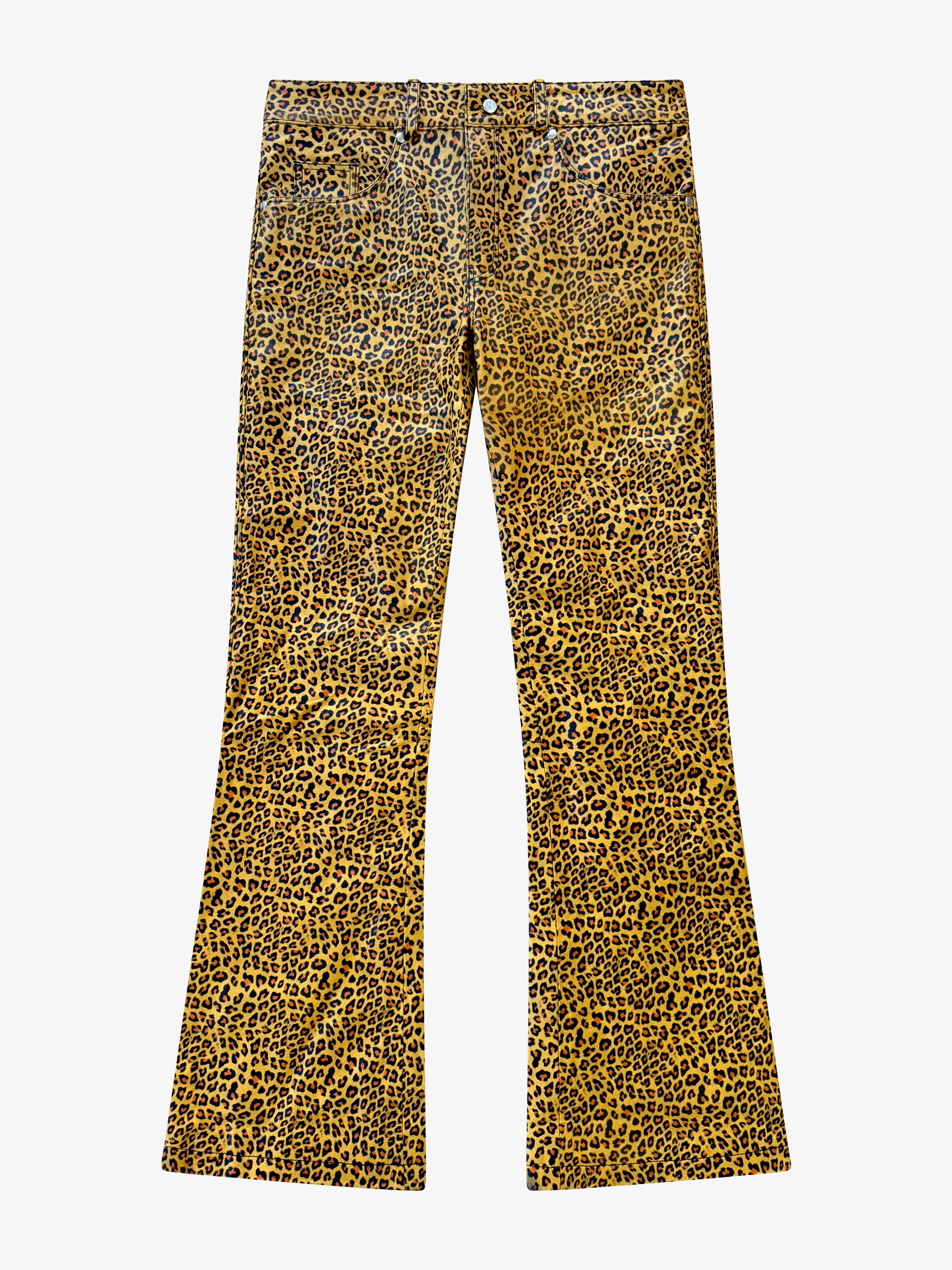 Flared Leather Ember Leopard Print Pants