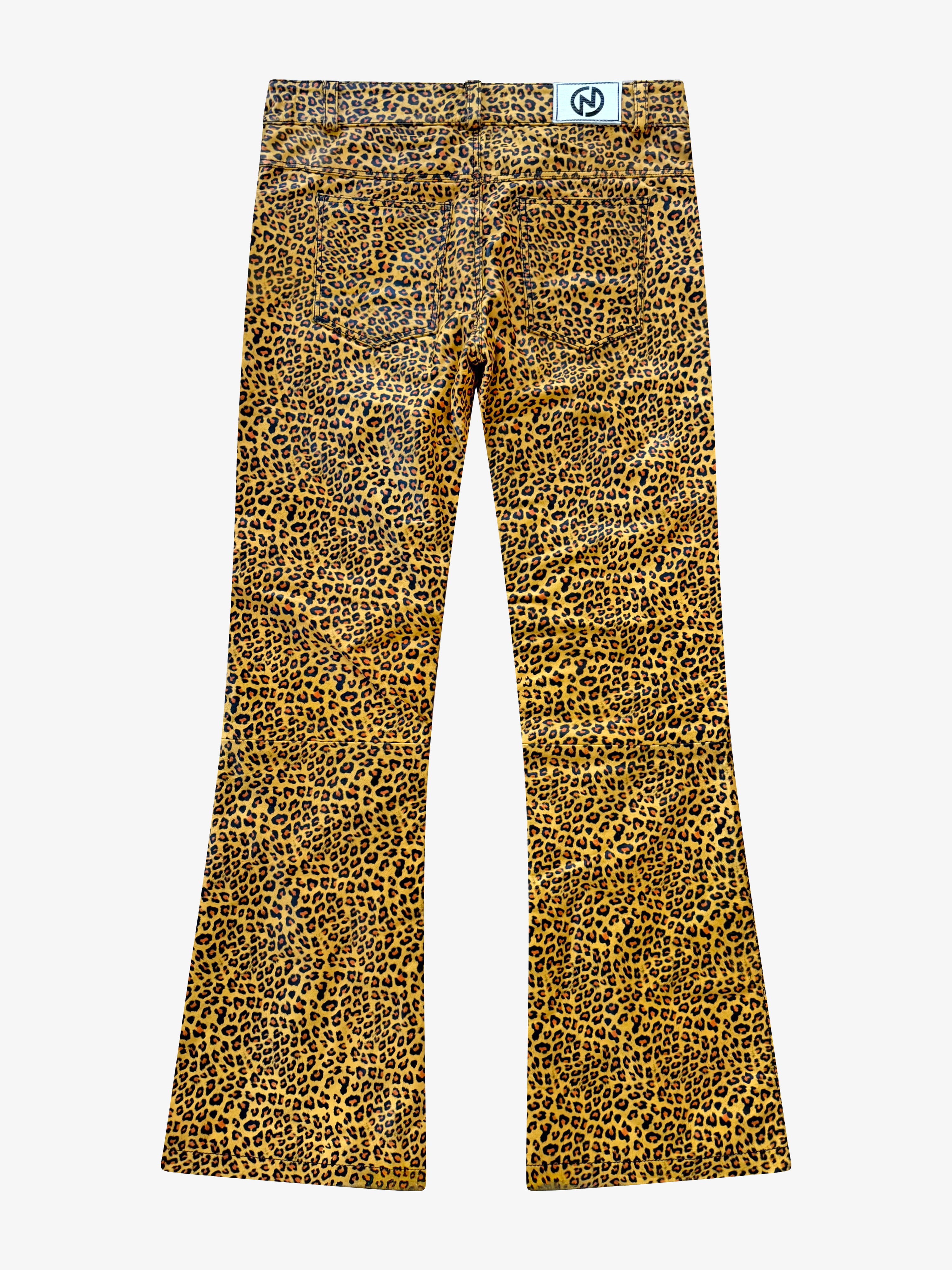 Flared Leather Ember Leopard Print Pants