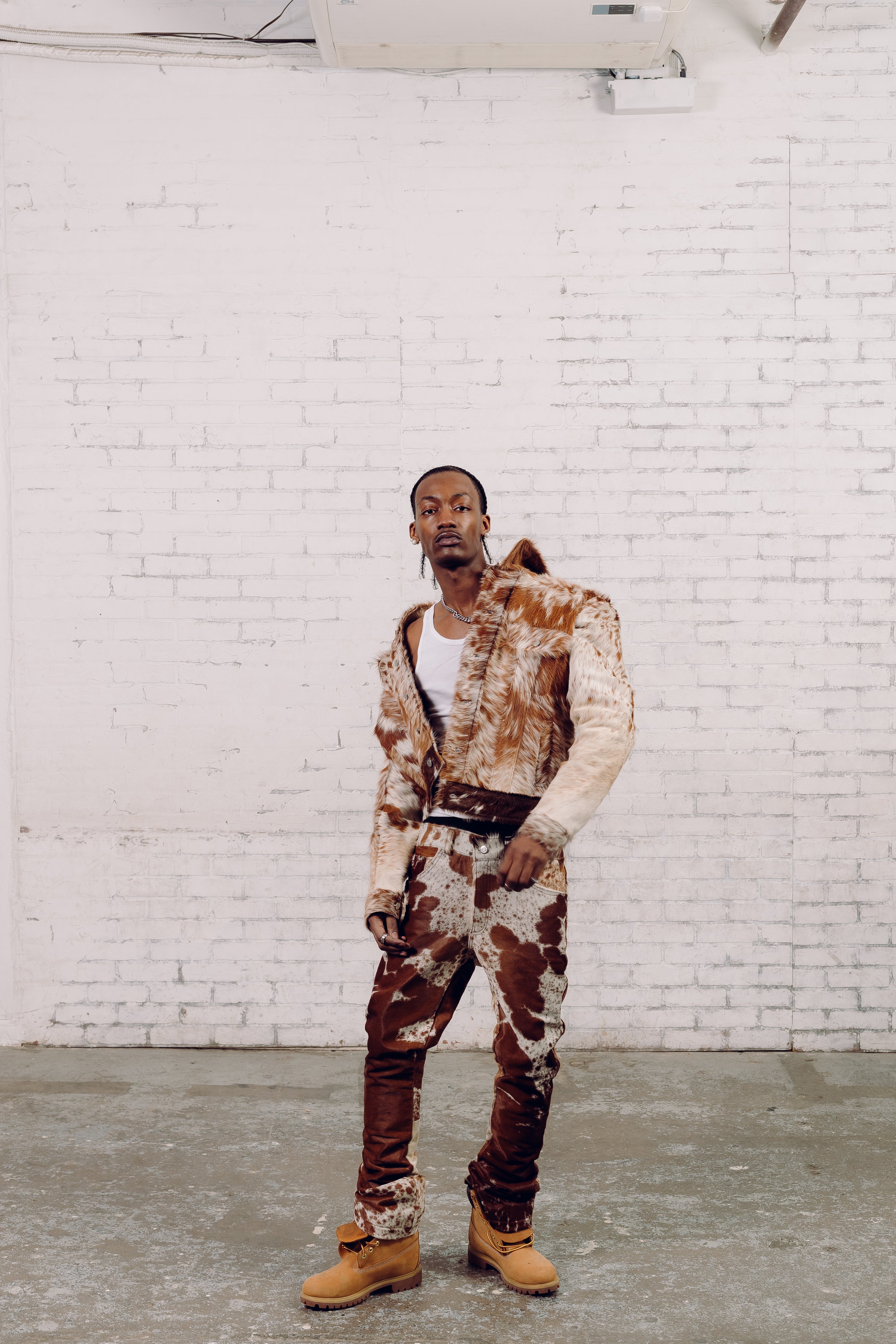 Rawhide Lace-Up Pants Tan/White