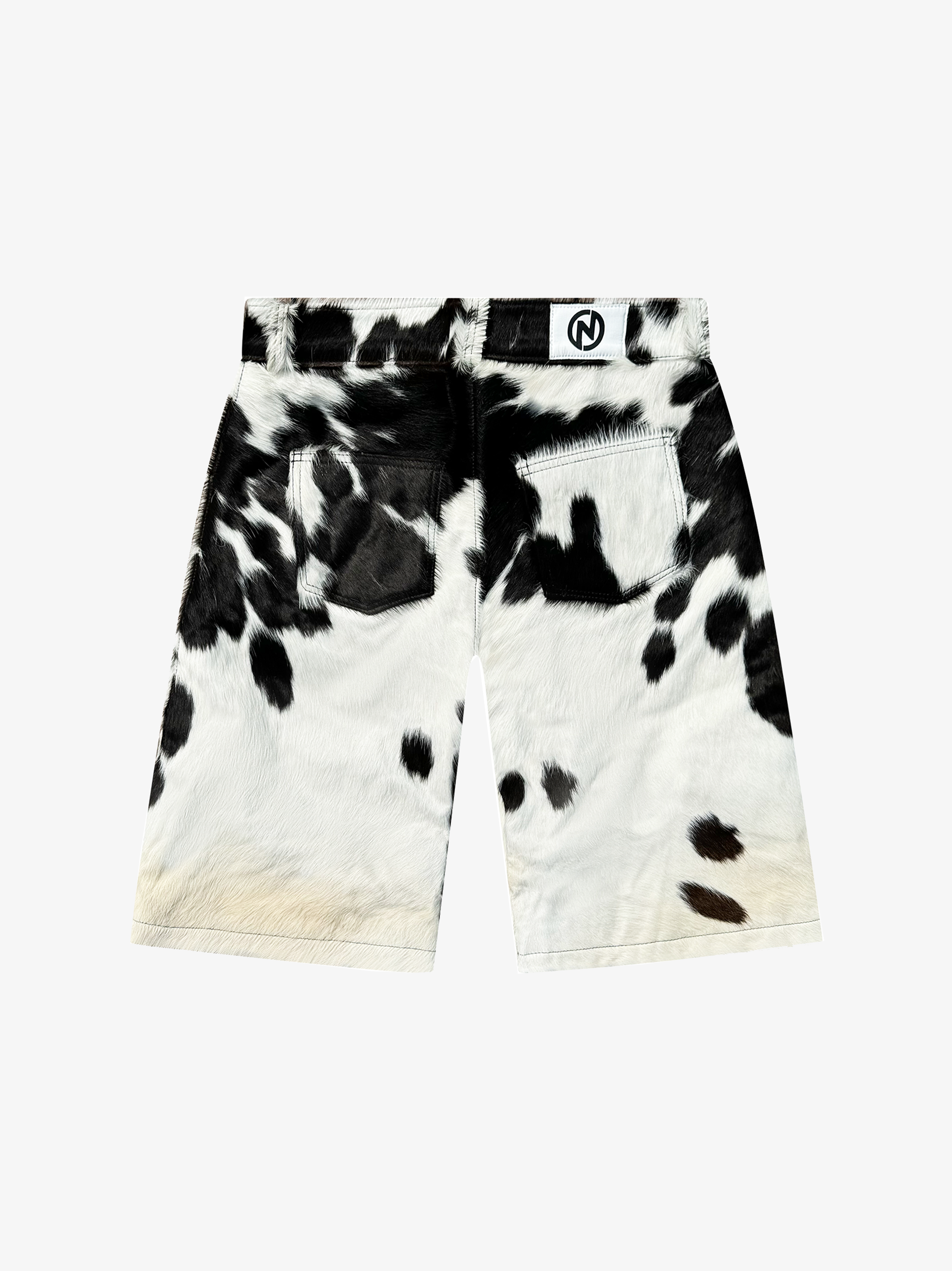 Flared Cowhide Shorts Black/White