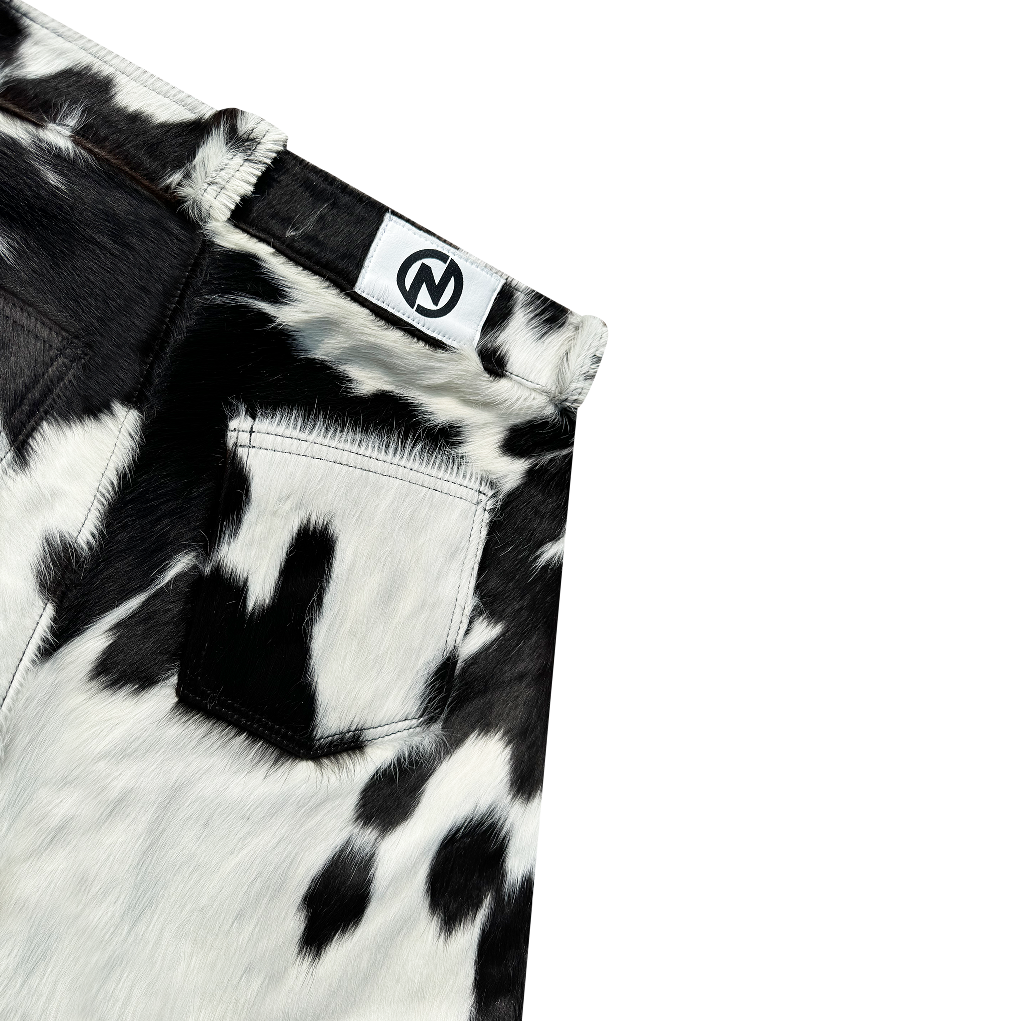 Flared Cowhide Shorts Black/White