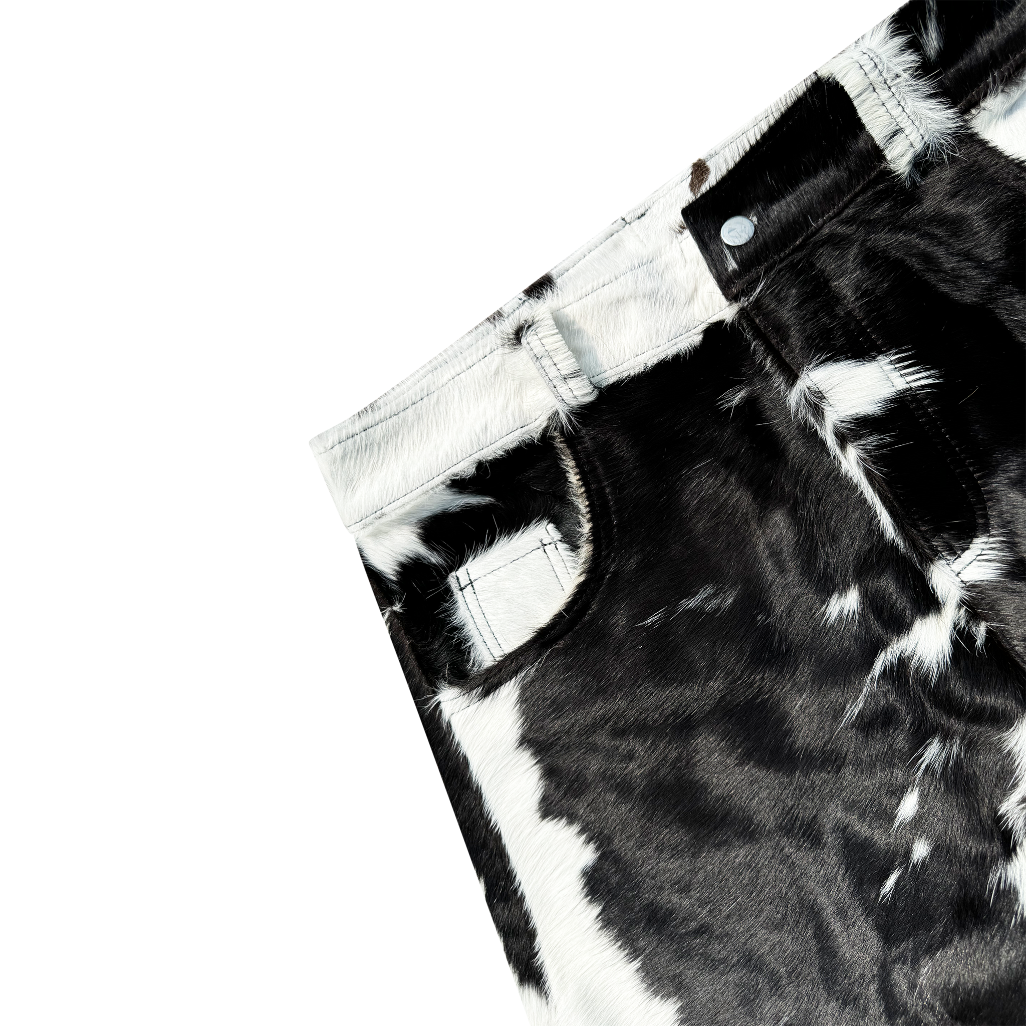 Flared Cowhide Shorts Black/White