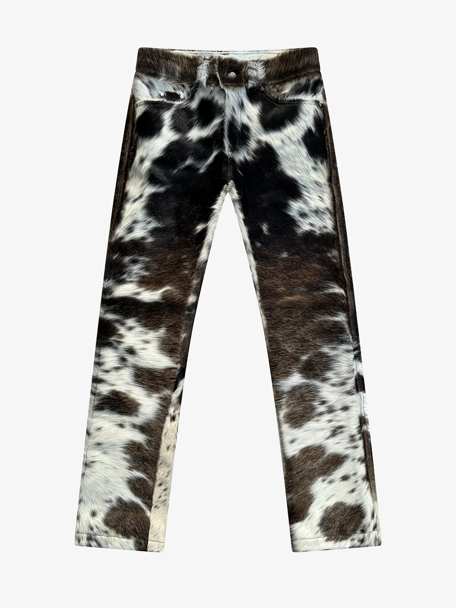 Flared Cowhide Pants Brown/White – NYRVA - Main Image