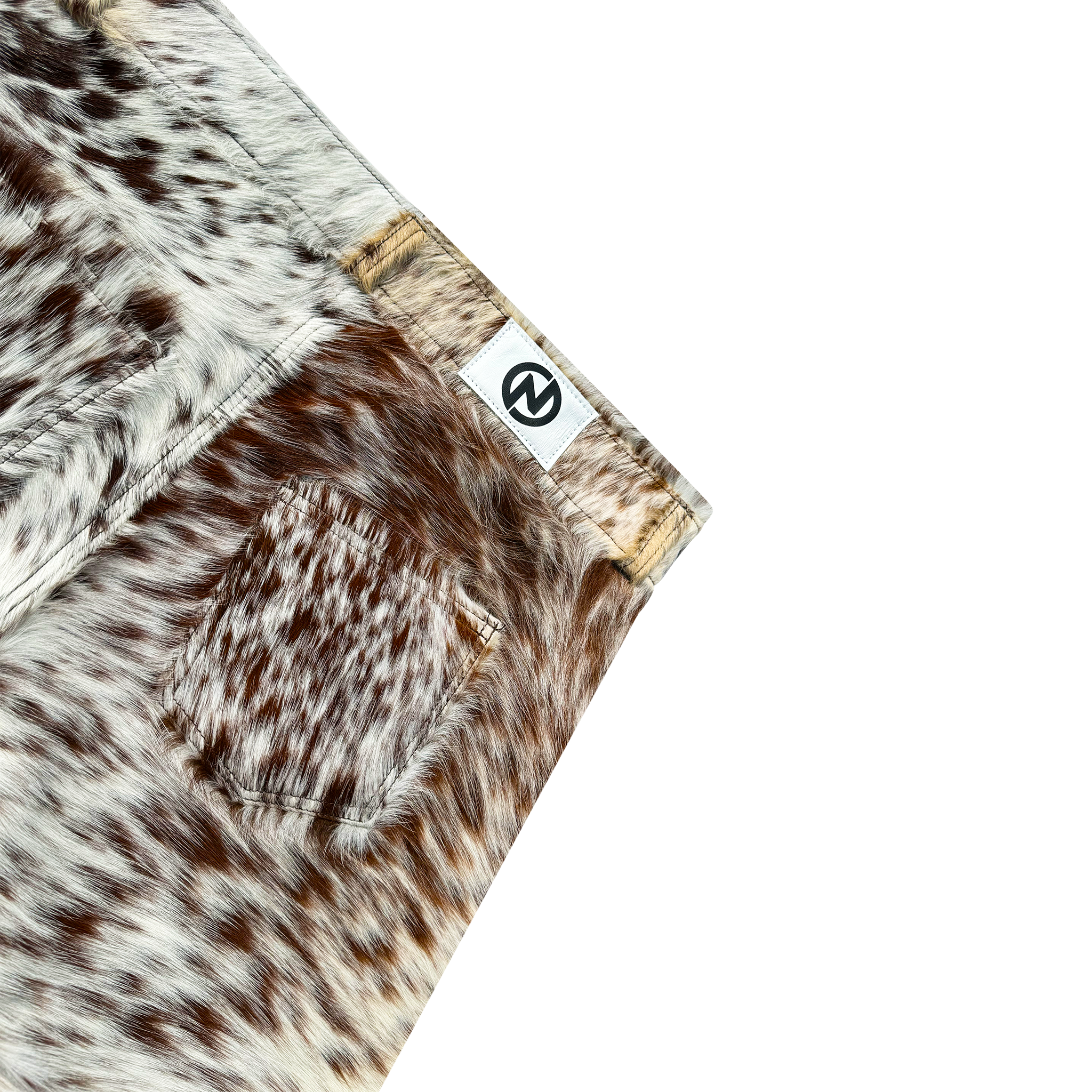 Flared Cowhide Shorts Brown/White