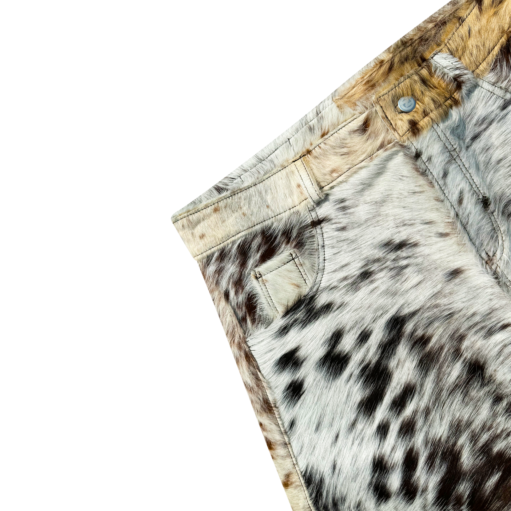 Flared Cowhide Shorts Brown/White