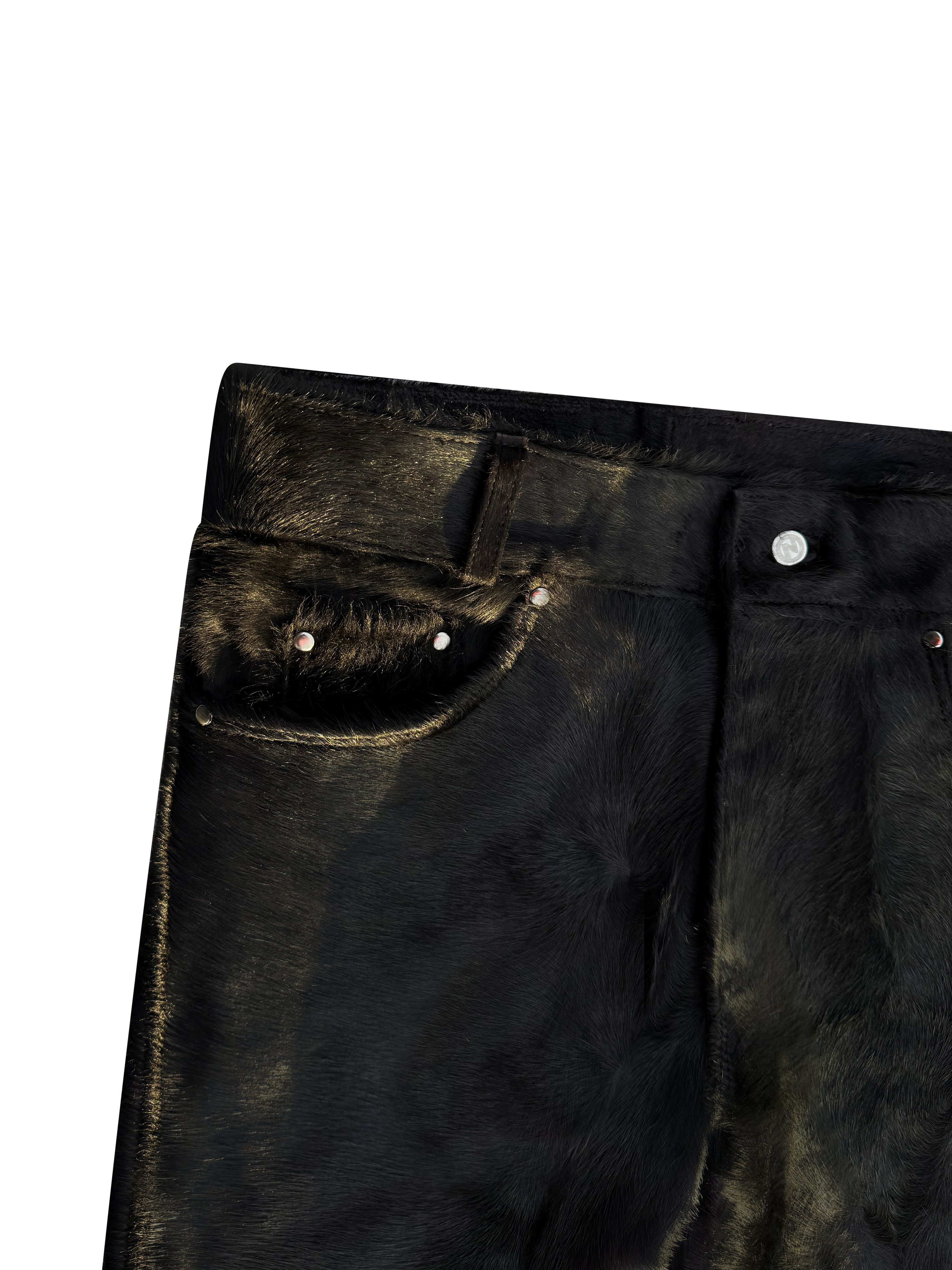 Flared Cowhide Shorts Black