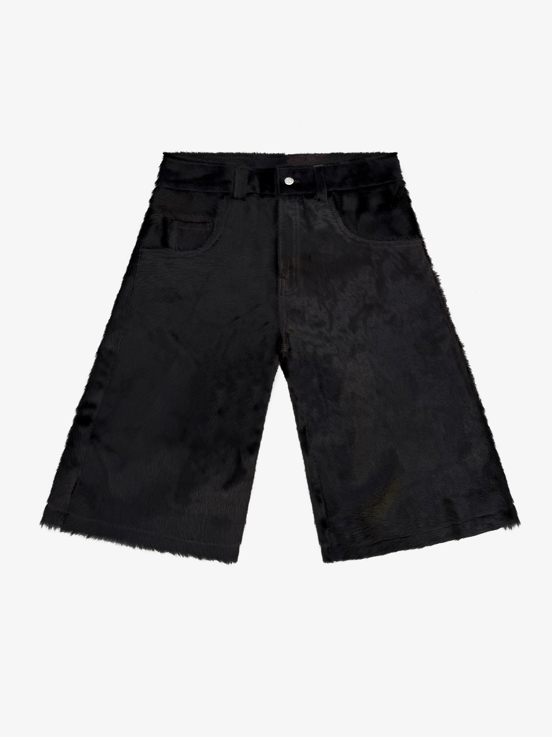Flared Cowhide Shorts Black