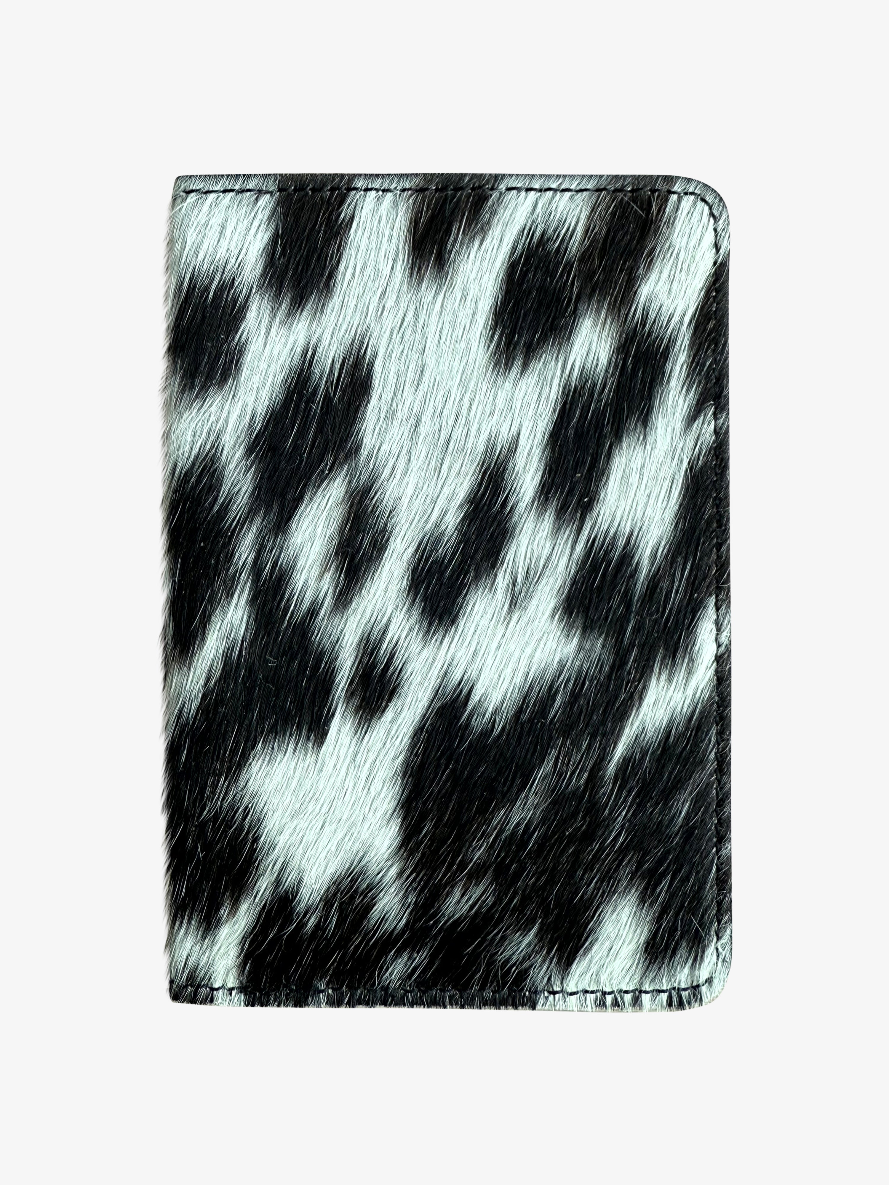 Cowhide Passport Holder Black And White