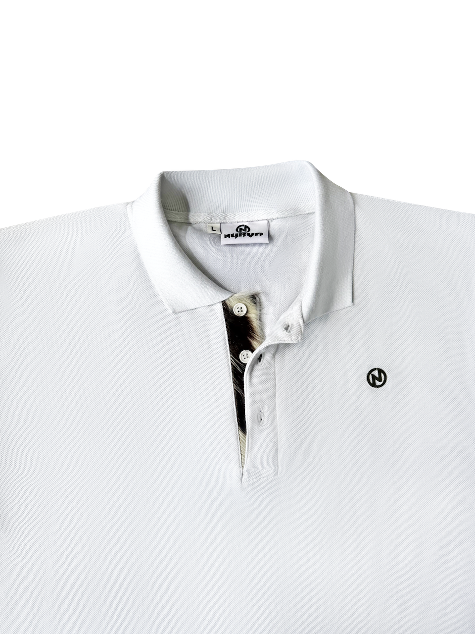 Cropped Cowhide Placket Polo (White)