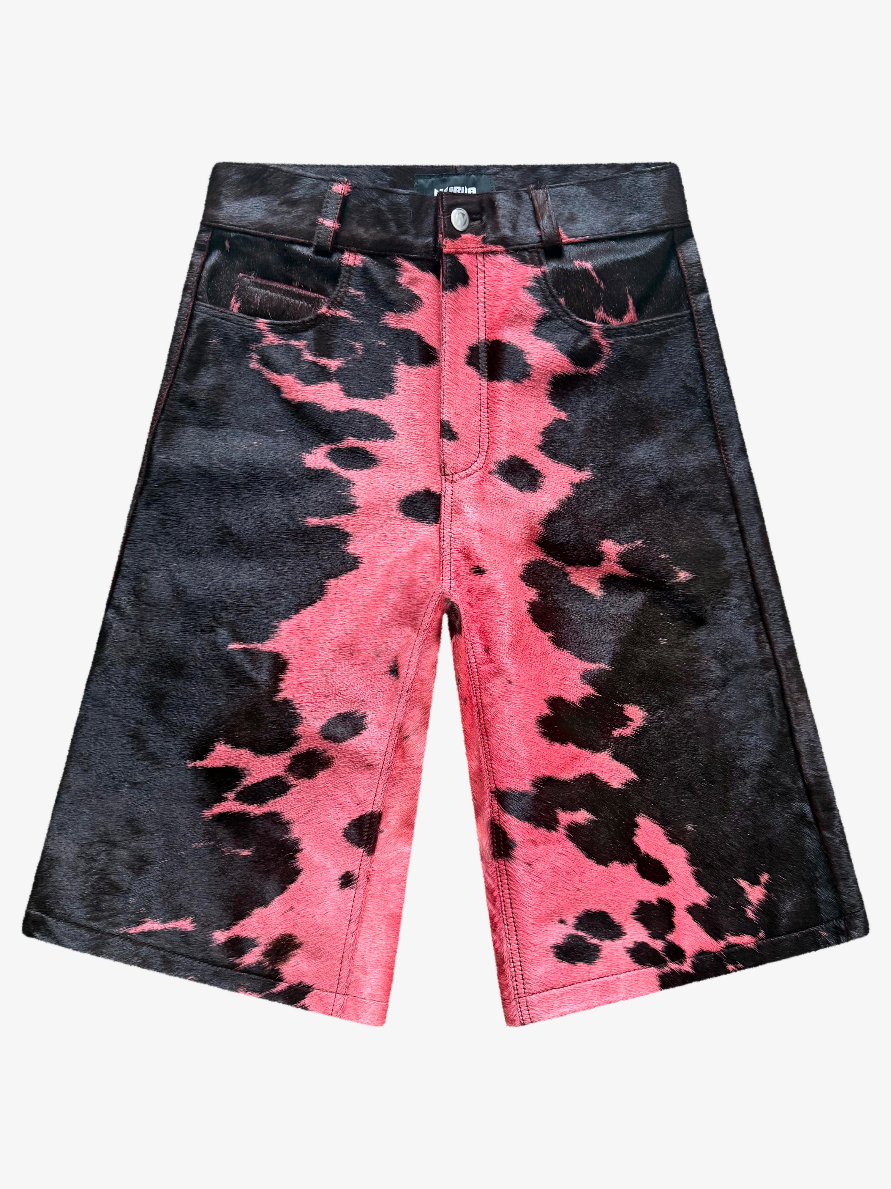 Flared Cowhide Shorts Pink