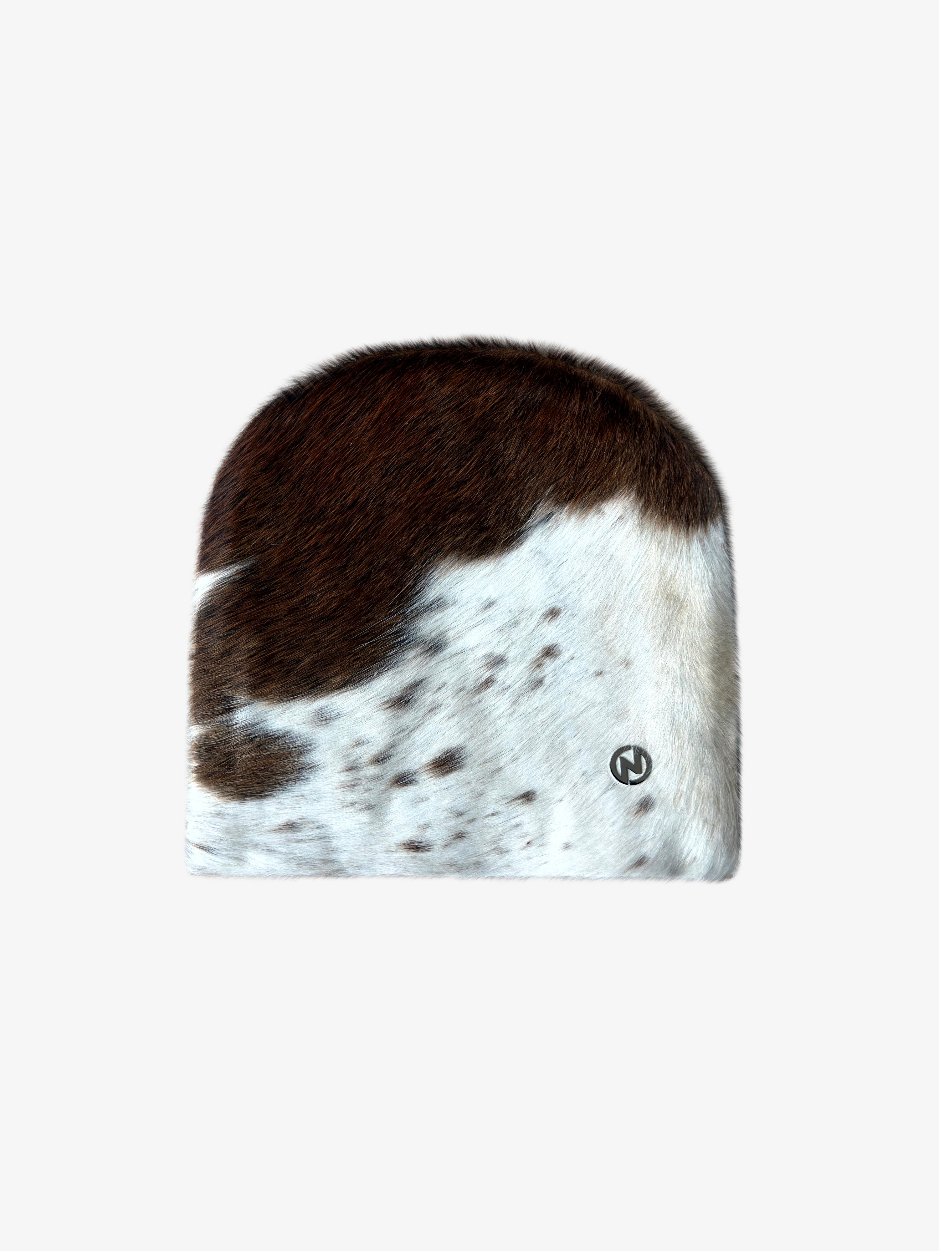 Untitled Cowhide Brown White Beanie