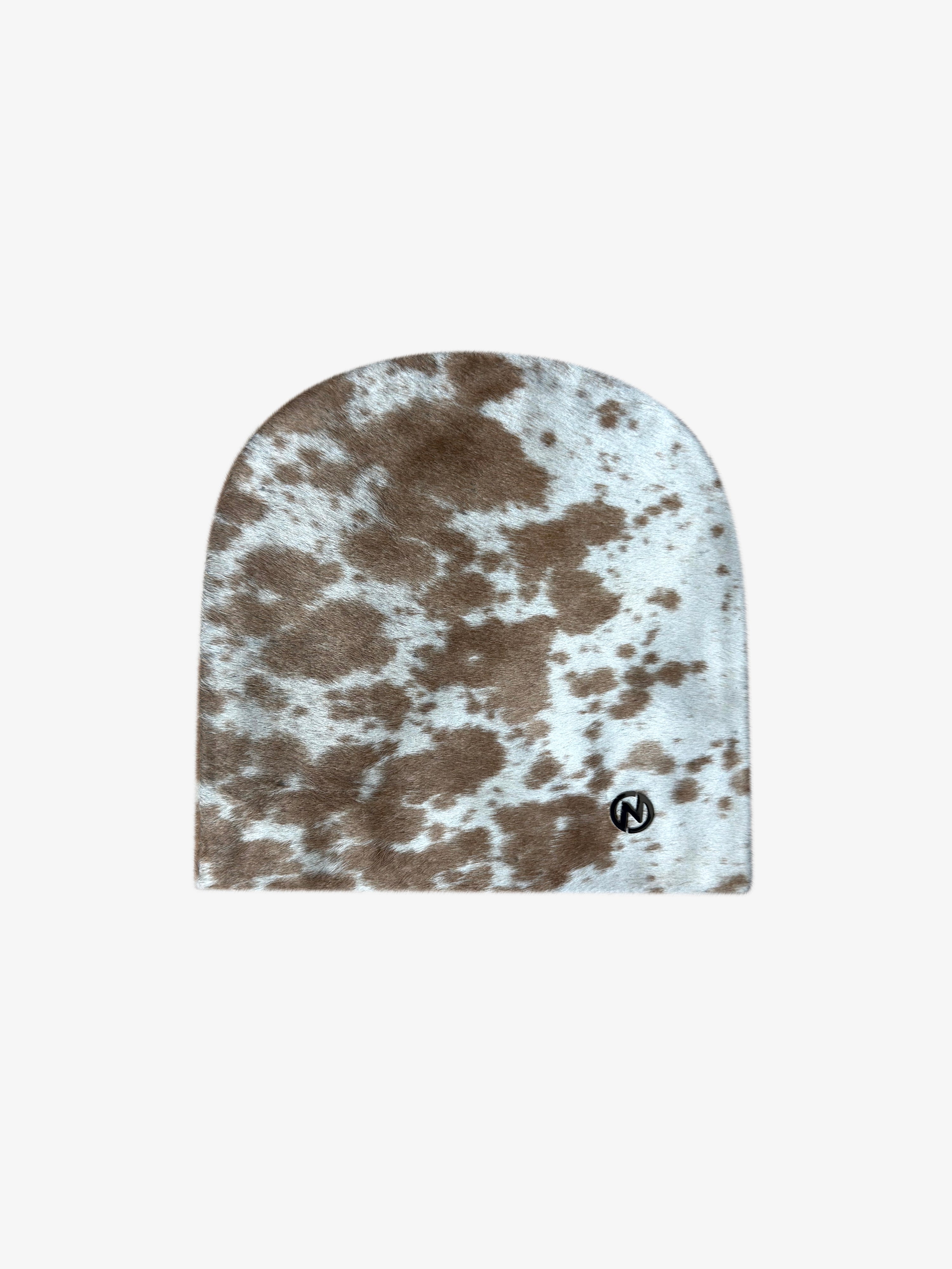 Untitled Cowhide Tan White Beanie