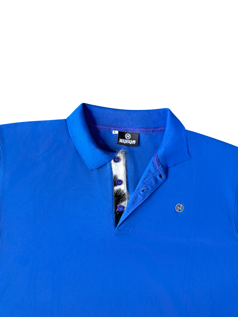 Cropped Cowhide Placket Polo (Blue)
