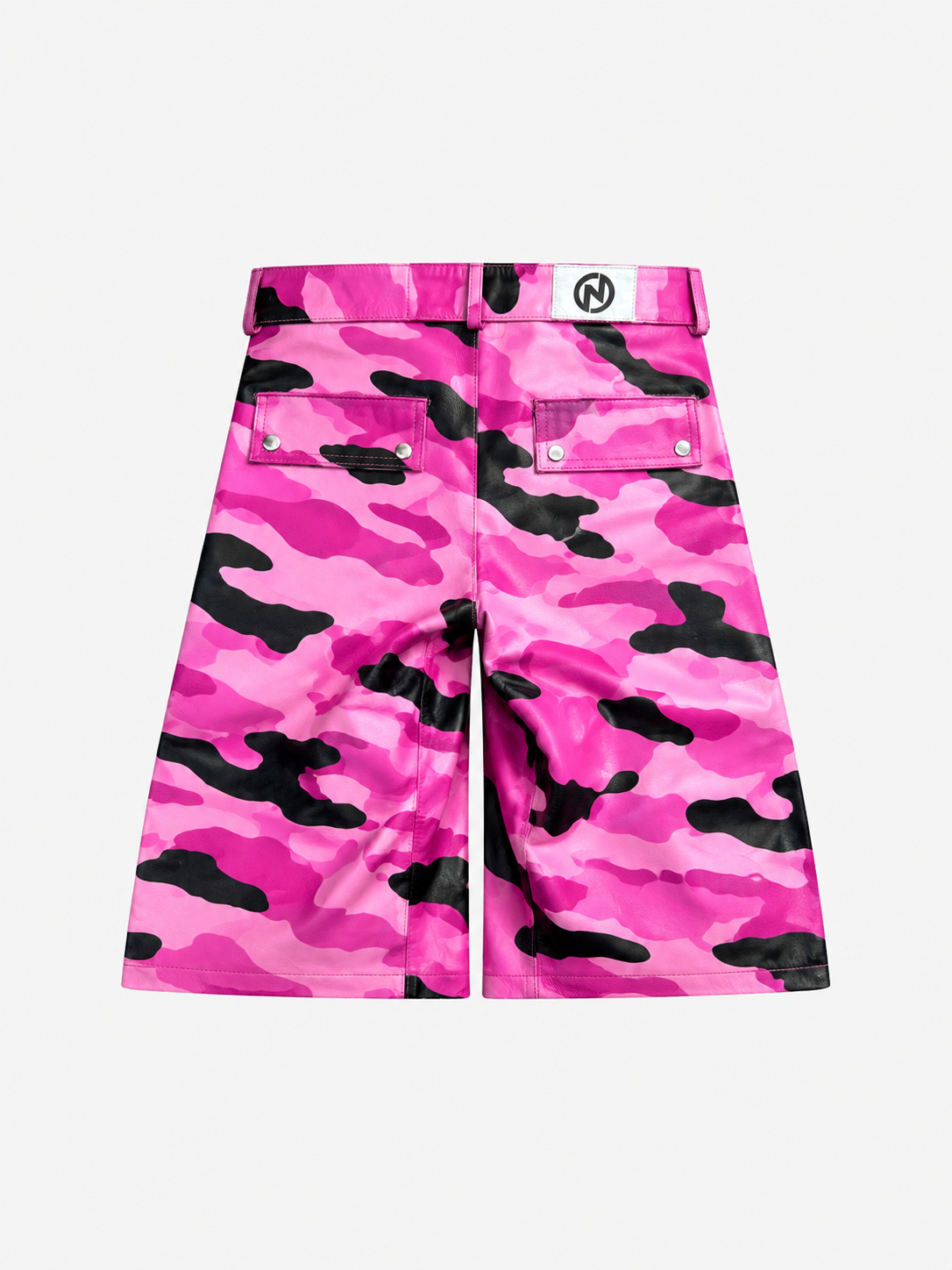 Utility Pink Camo Cargo Leather Shorts