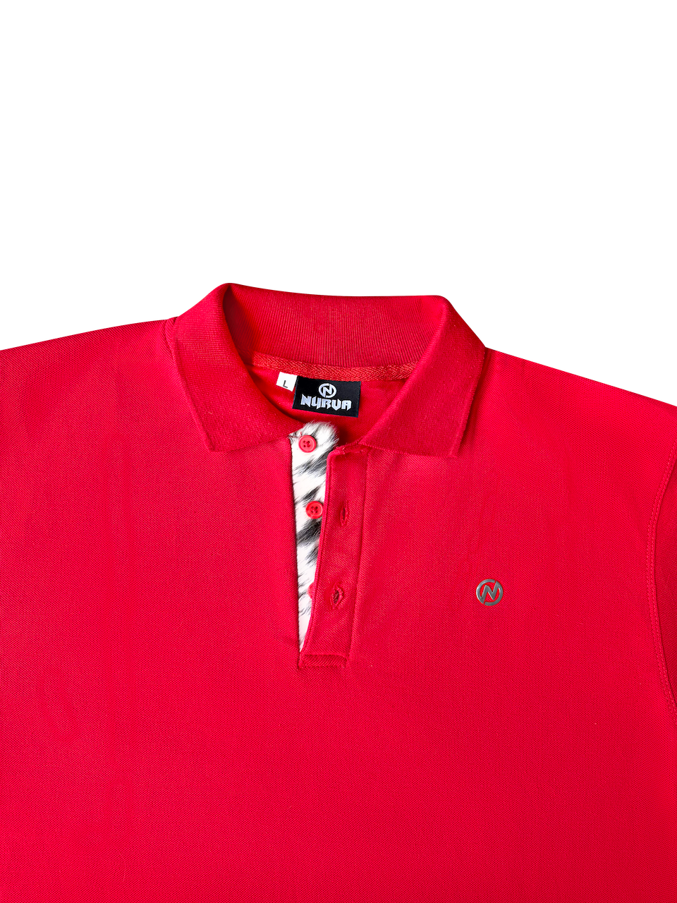 Cropped Cowhide Placket Polo (Red)