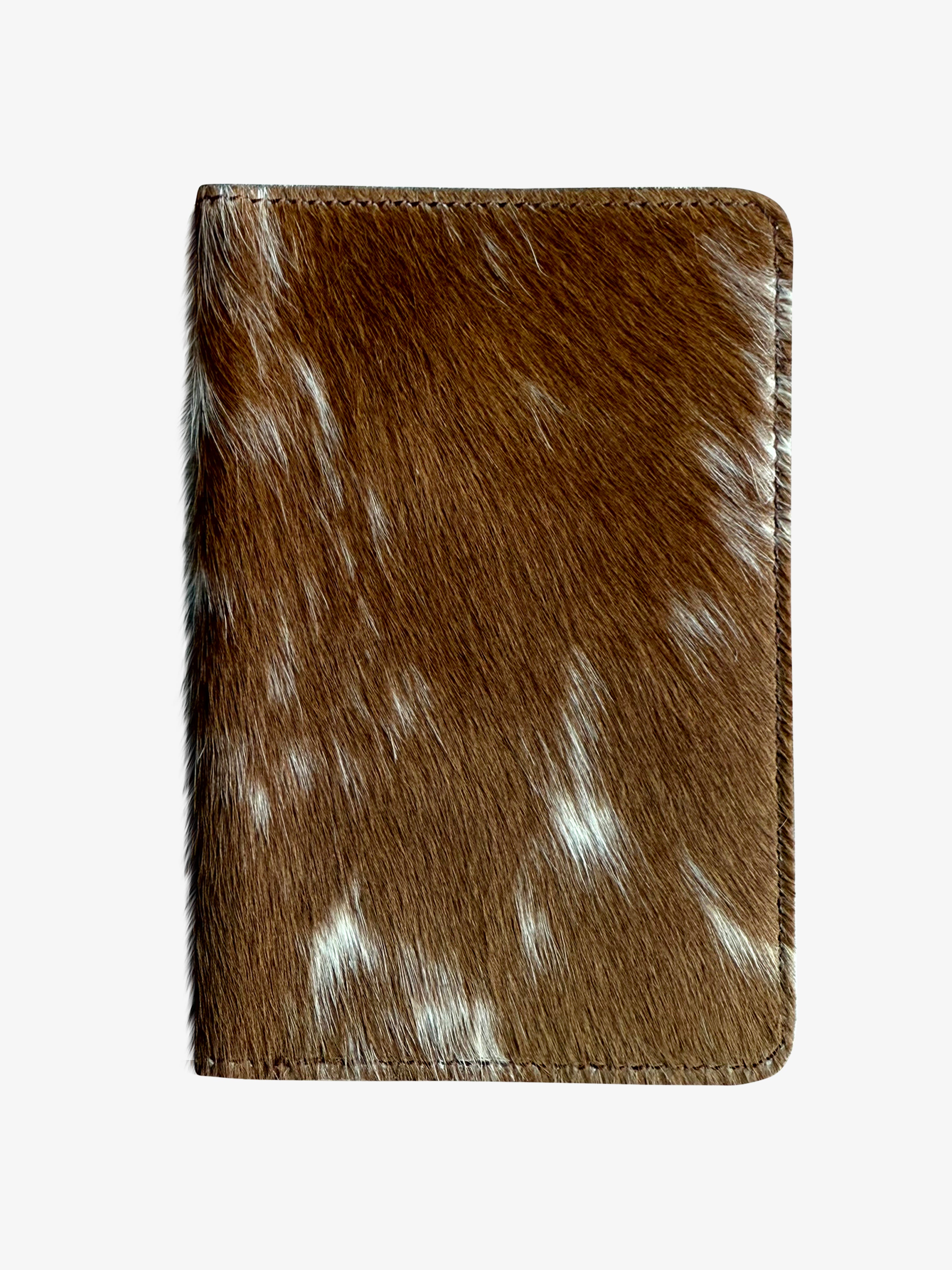 Cowhide Passport Holder Tan And White