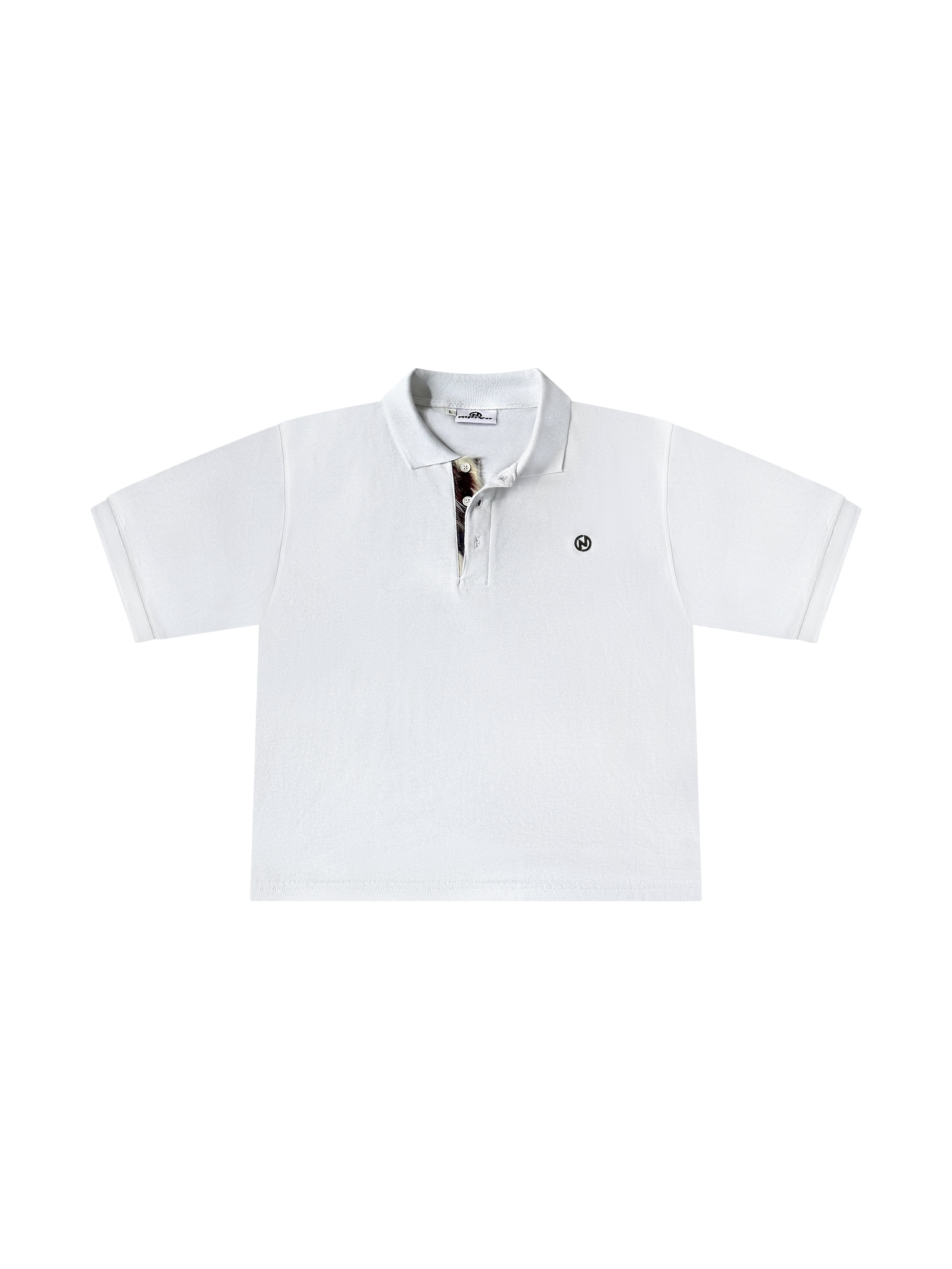 Cropped Cowhide Placket Polo (White)