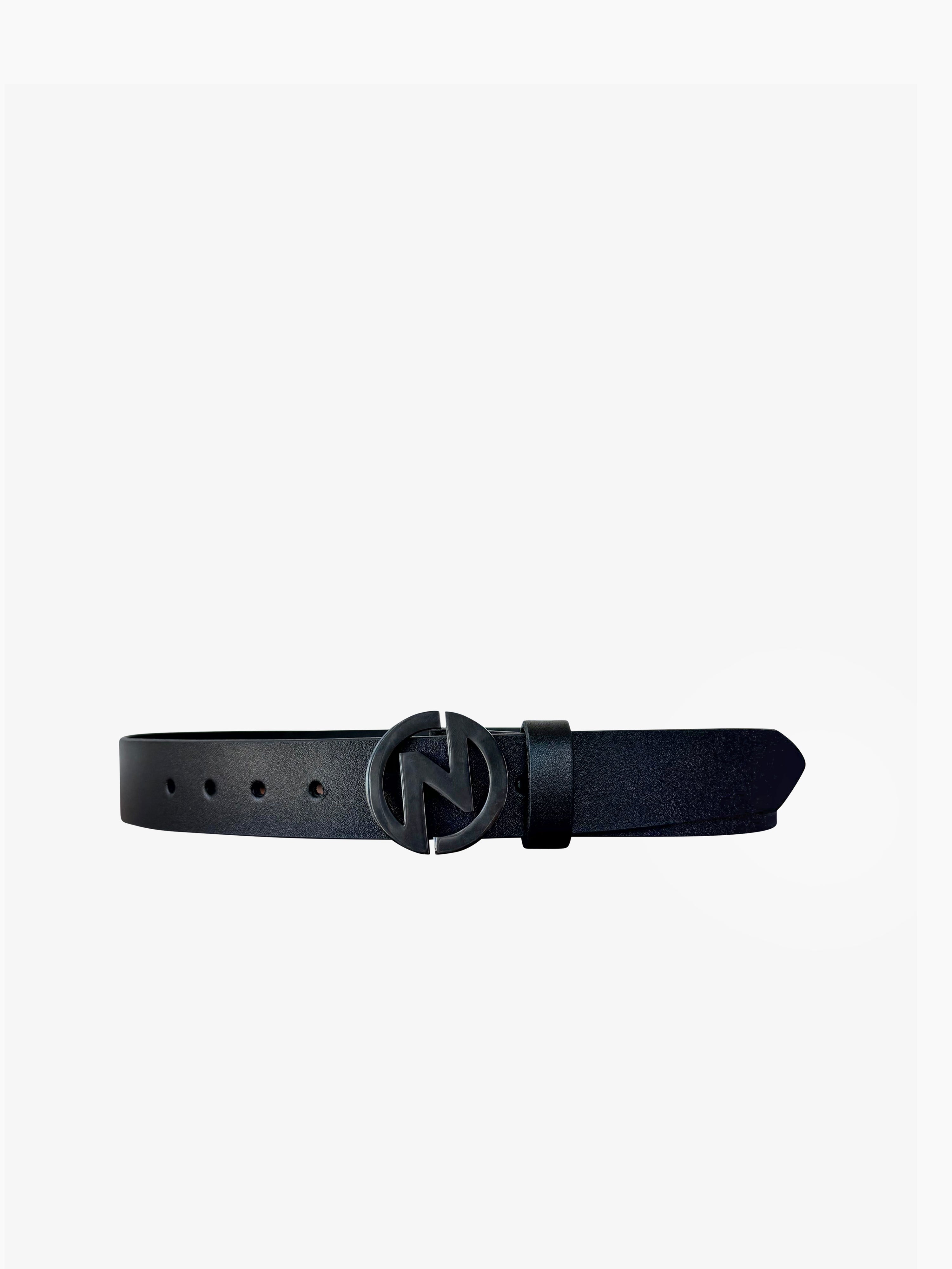 Black Leather Logo Belt