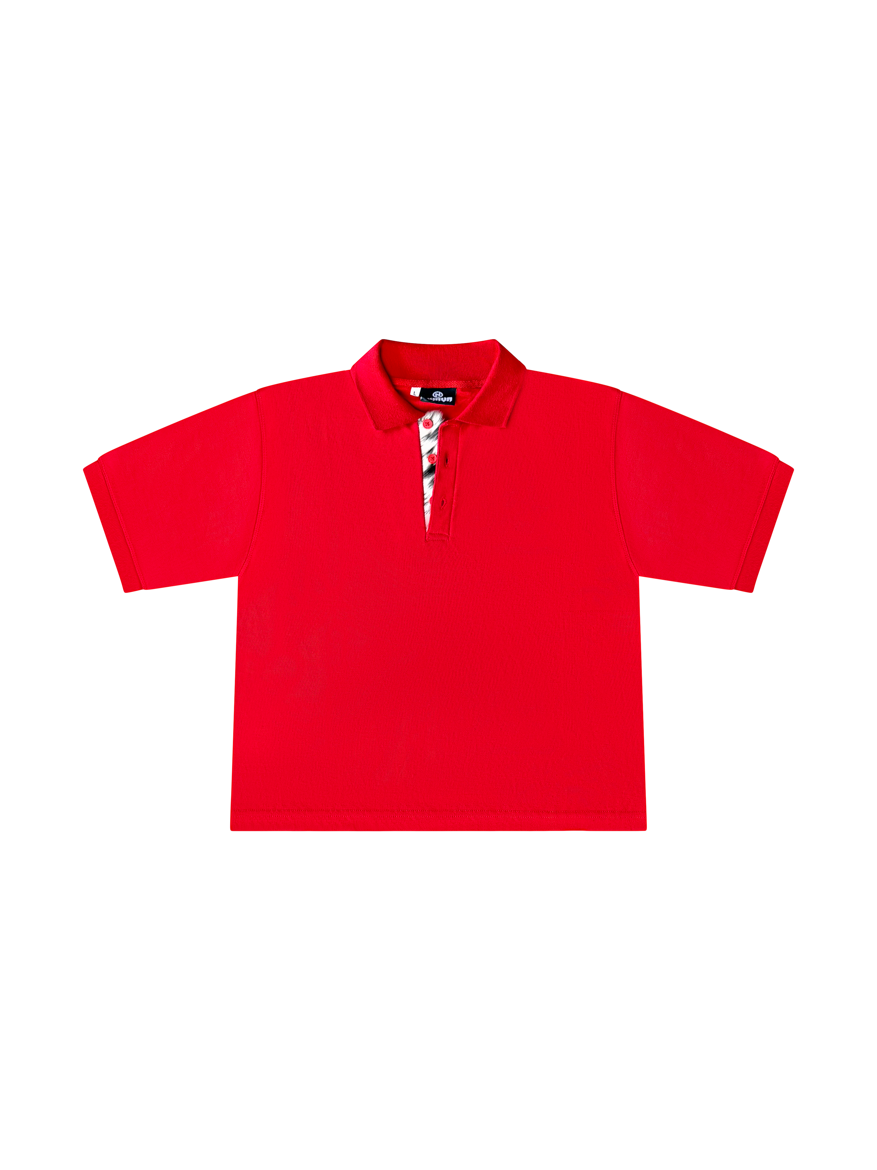 Cropped Cowhide Placket Polo (Red)