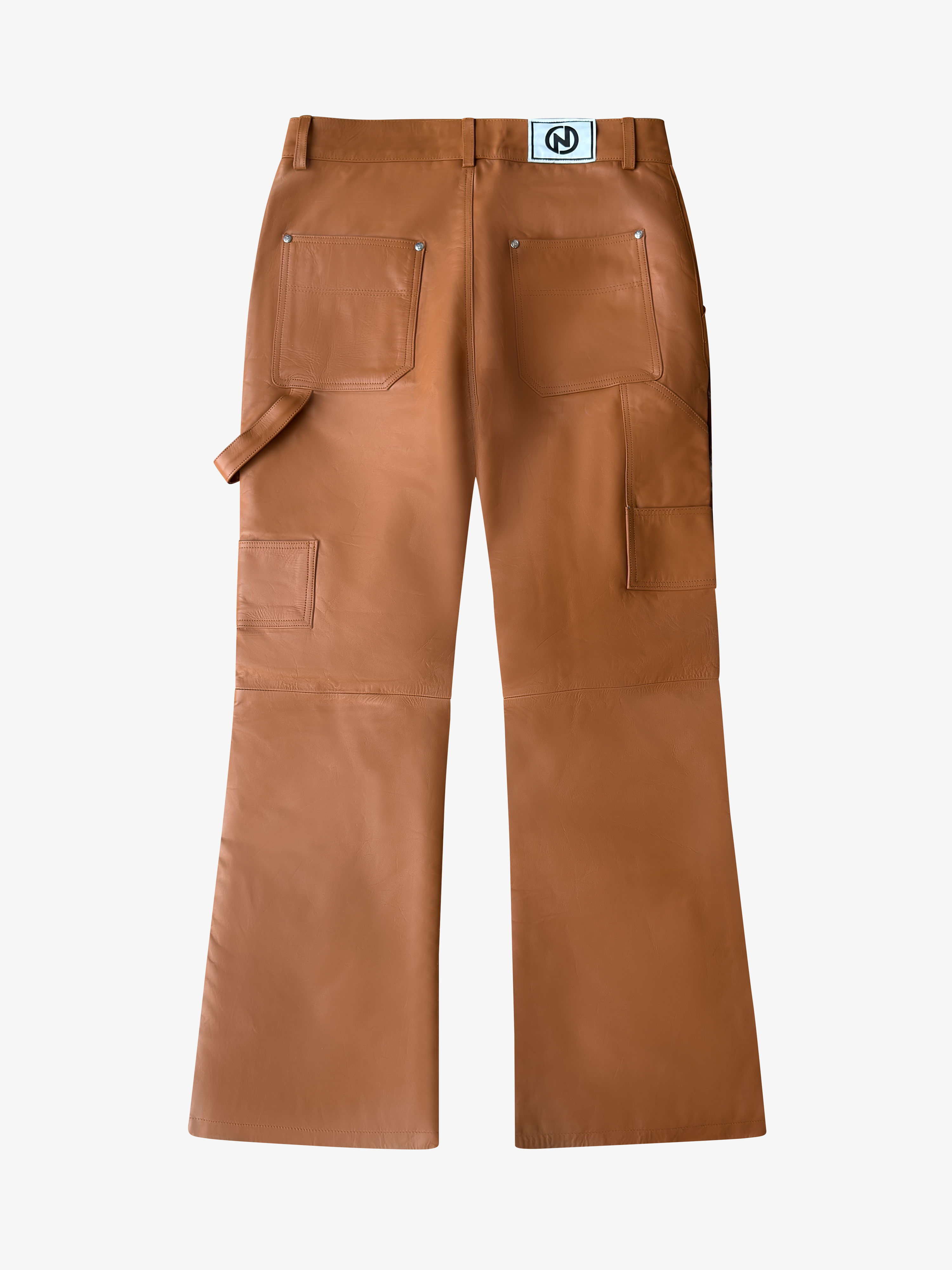 Double Knee Cowhide Patch Pants Tan White