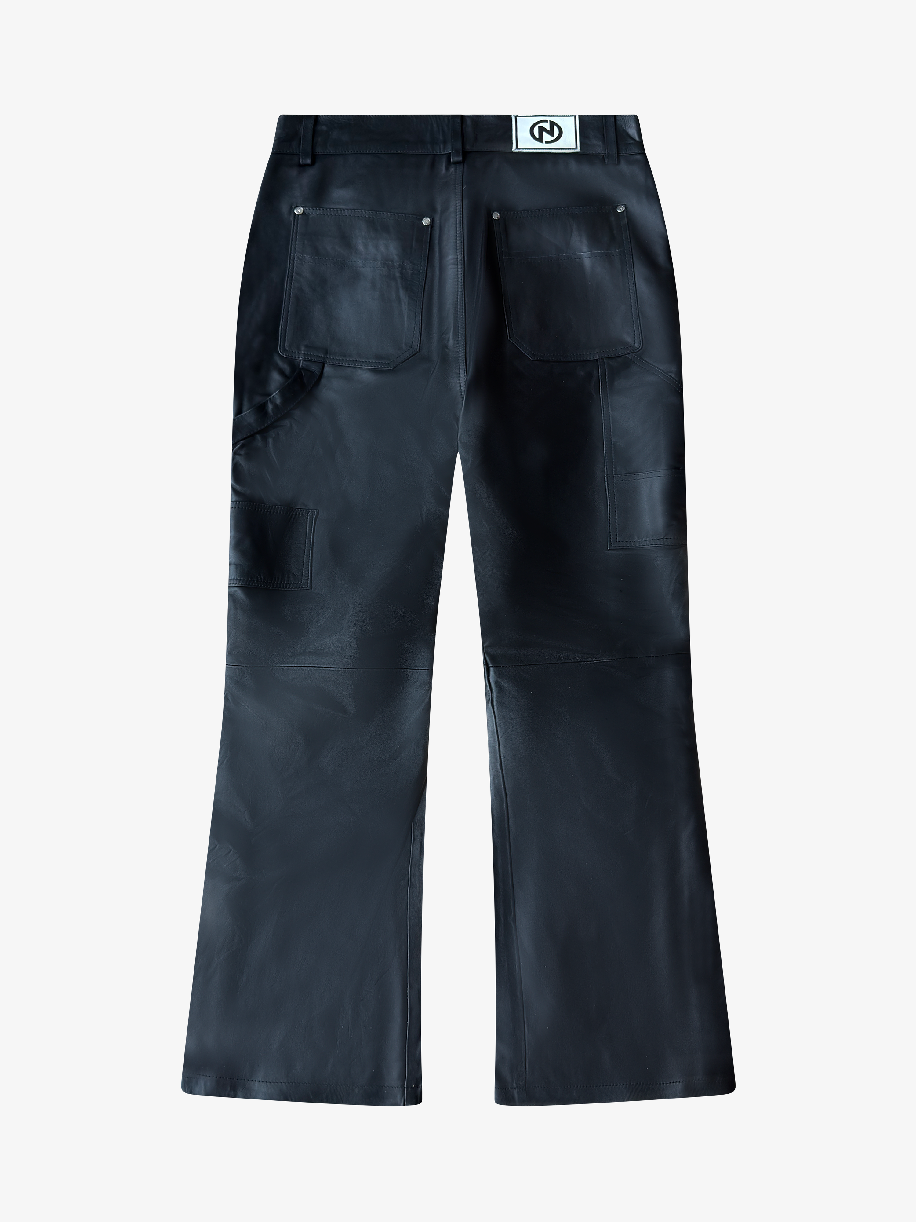 Double Knee Cowhide Patch Pants Black White