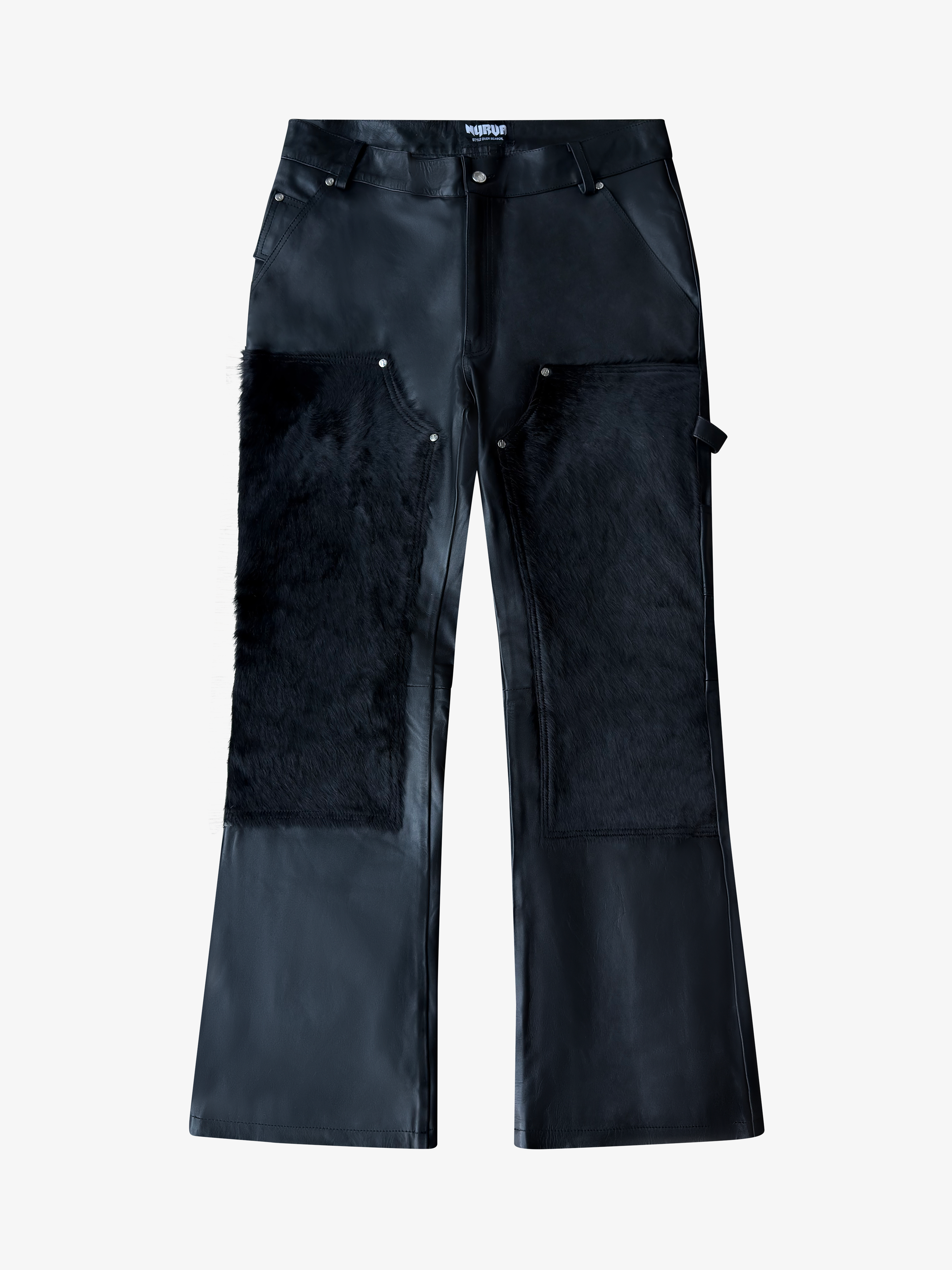 Double Knee Cowhide Patch Pants Black