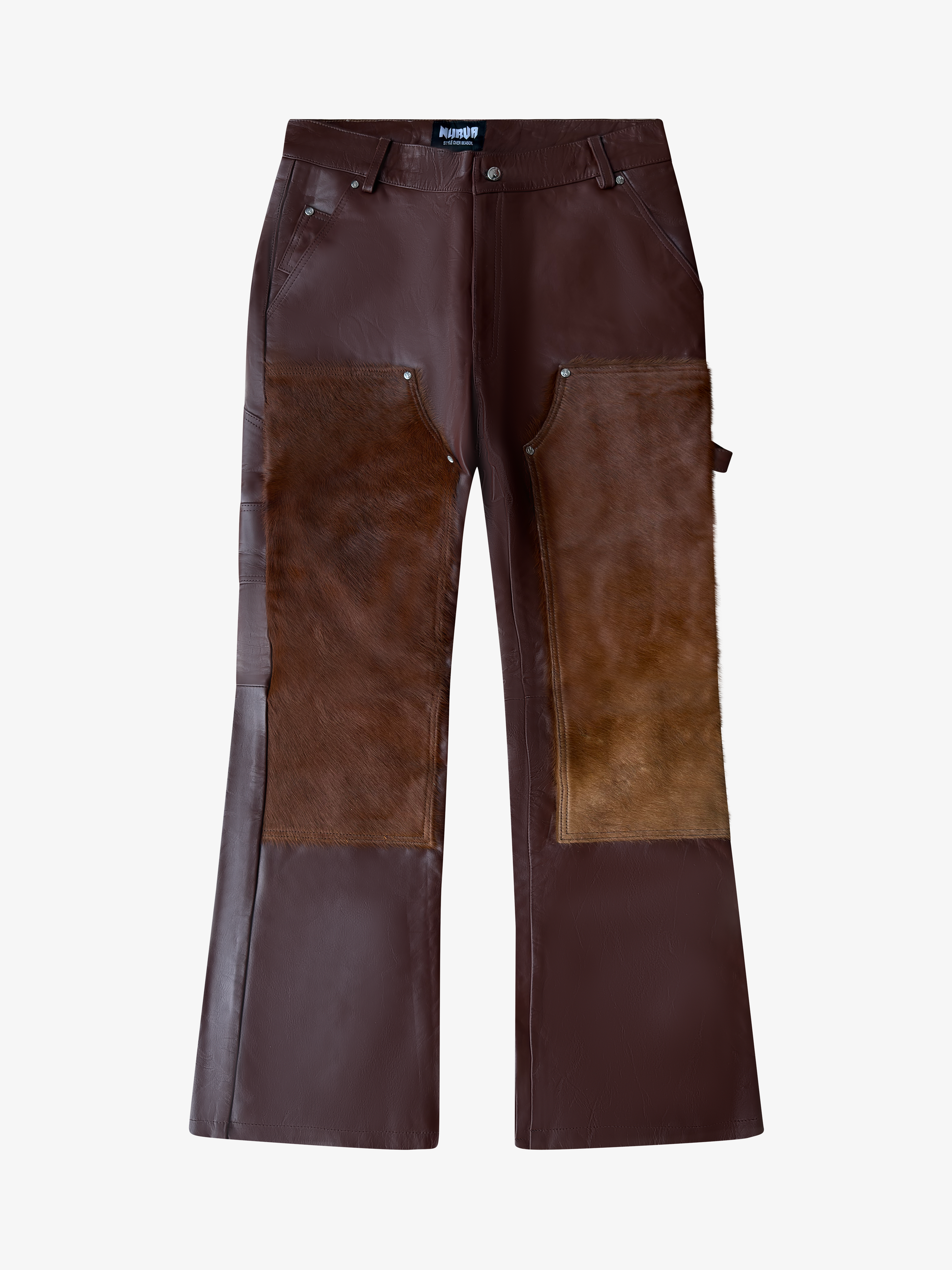 Double Knee Cowhide Patch Pants Brown