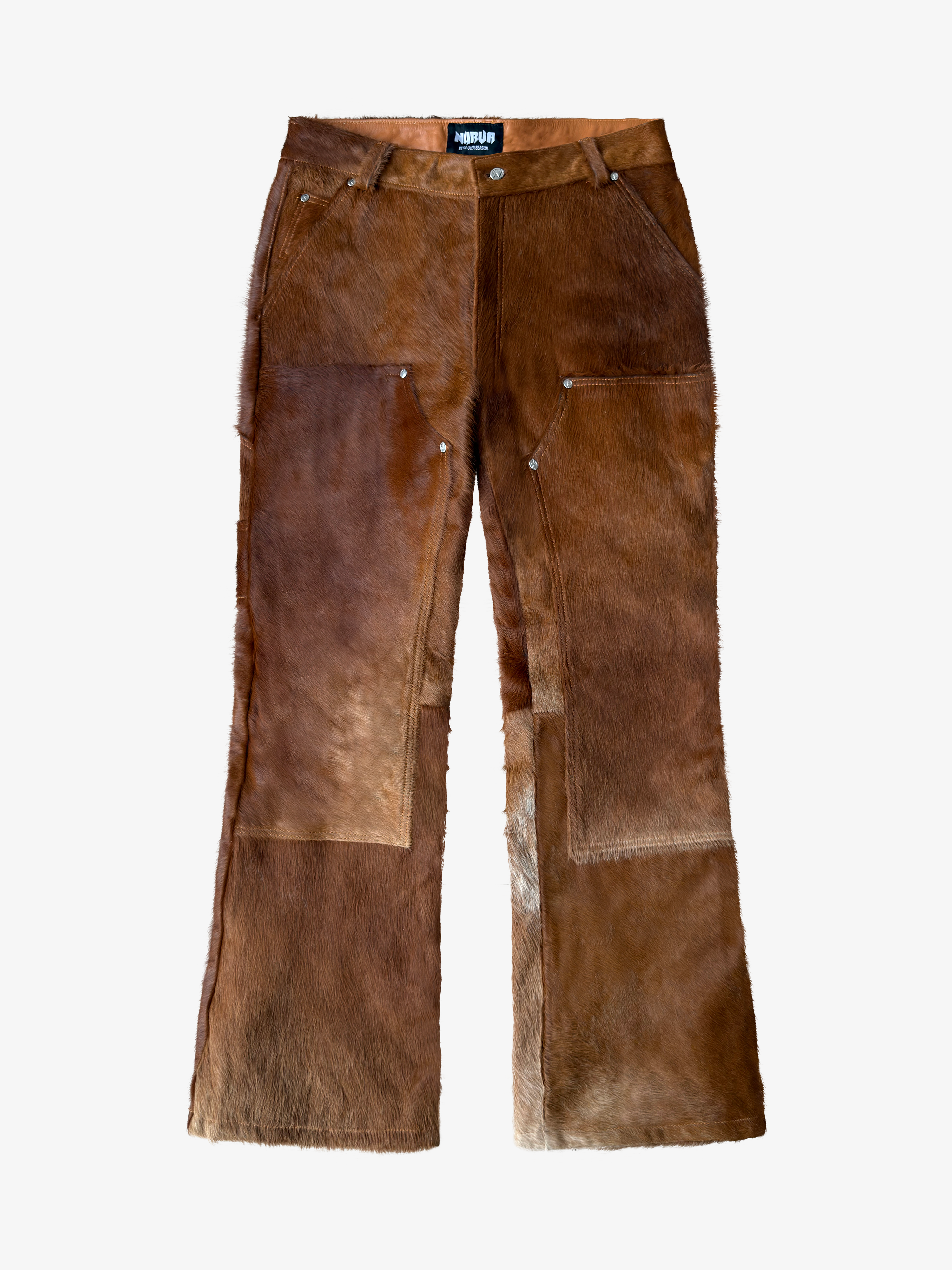 Double Knee Cowhide Pants Brown