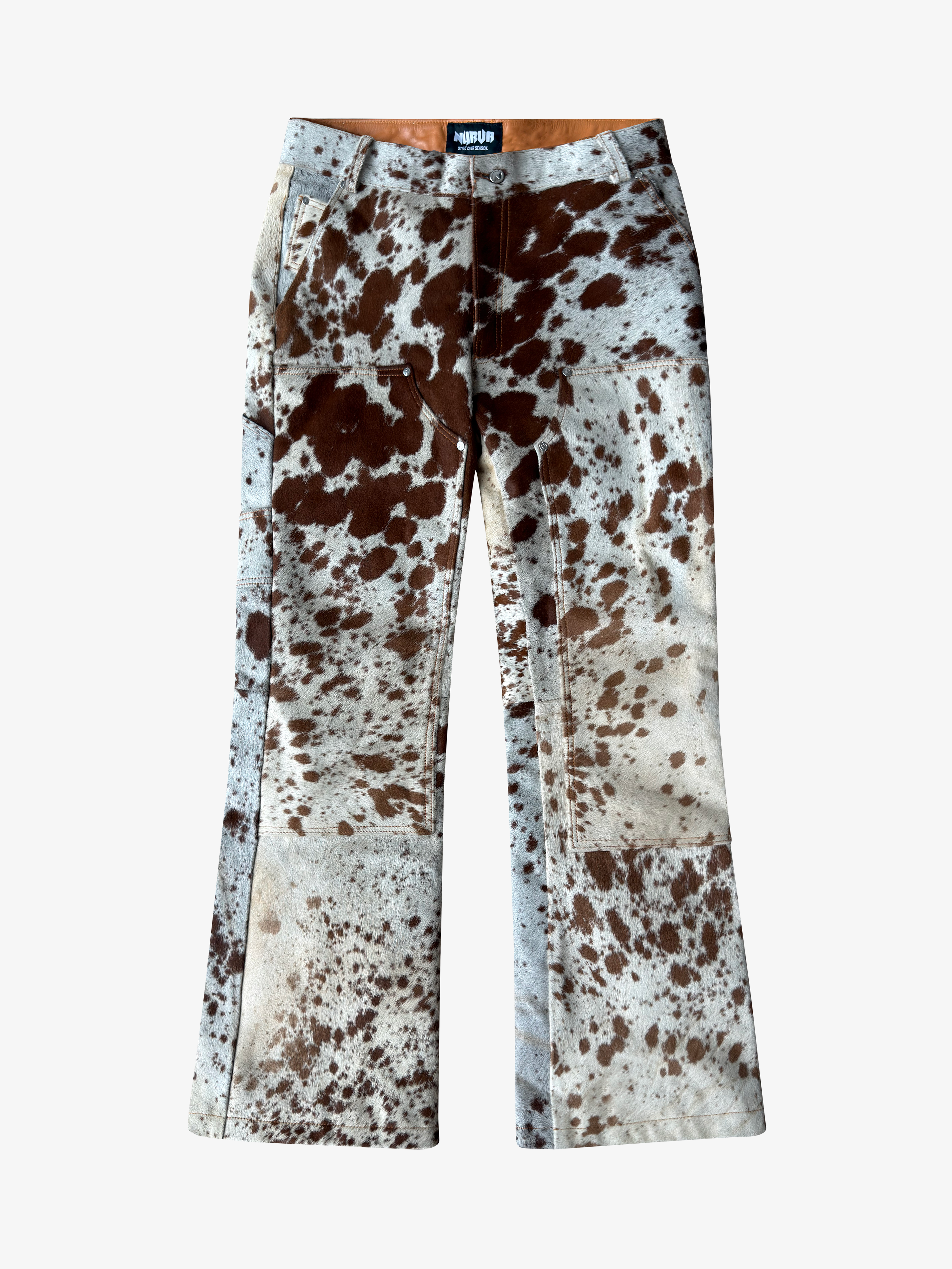 Double Knee Cowhide Pants Tan White