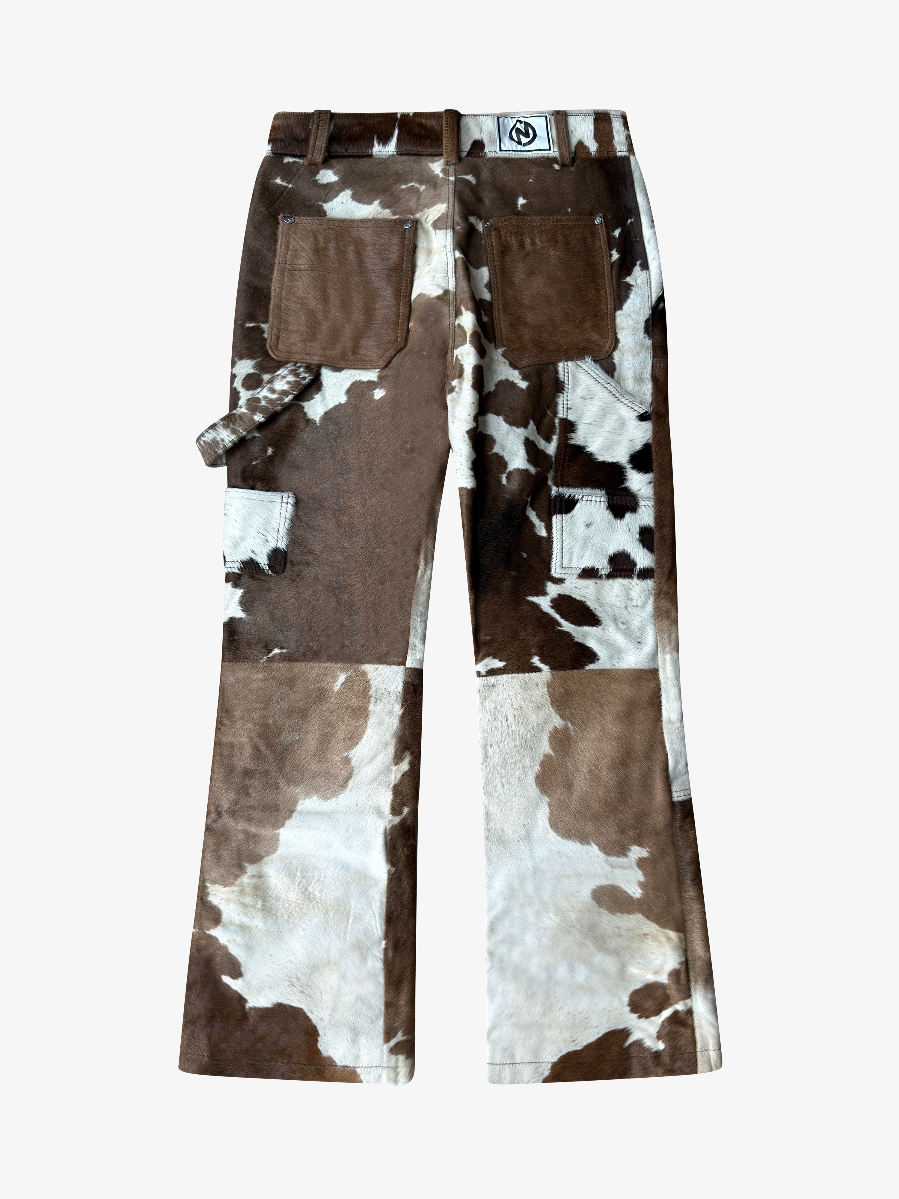 Double Knee Cowhide Pants Brown White