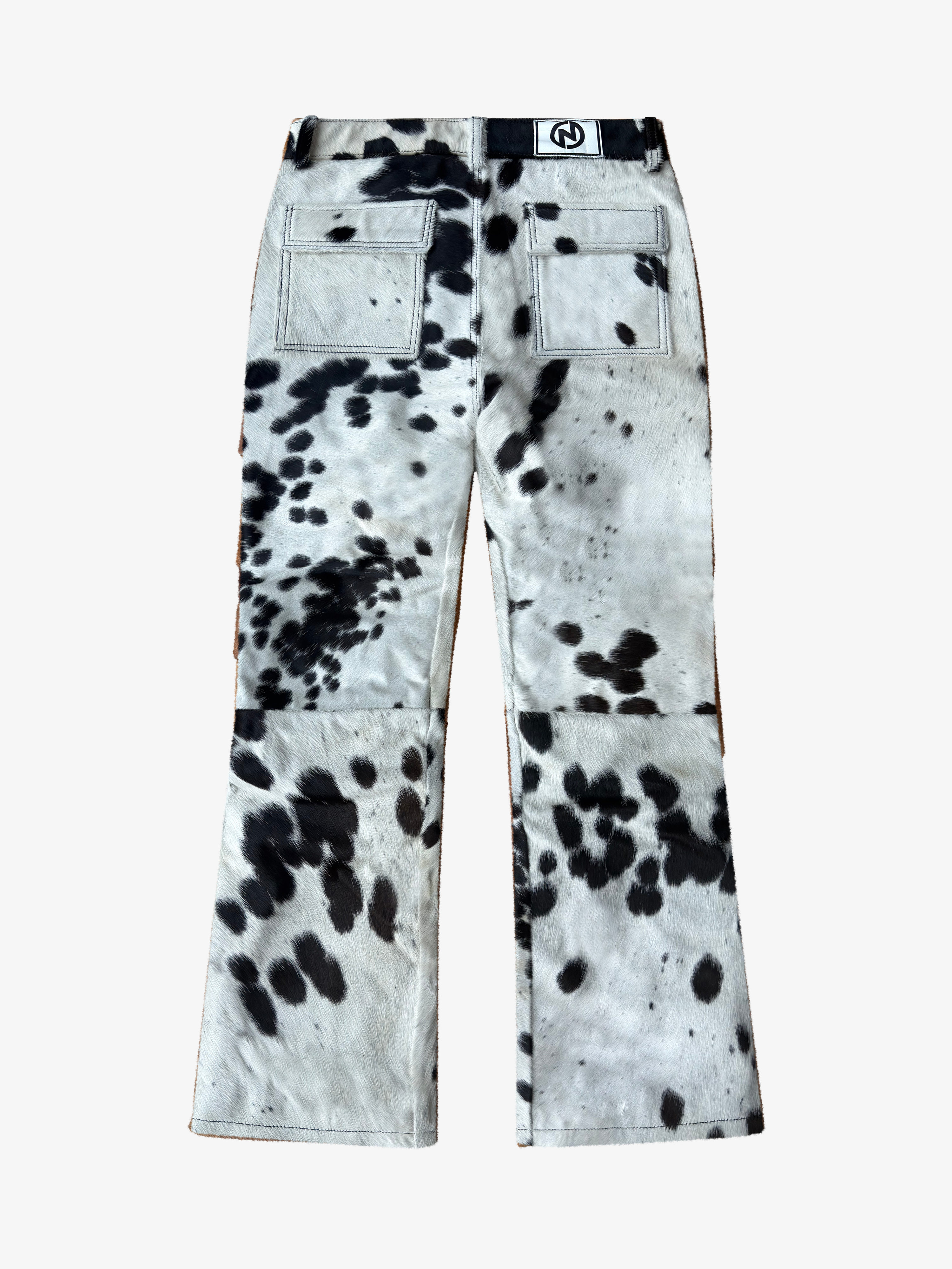 Cargo Cowhide Pants Black White