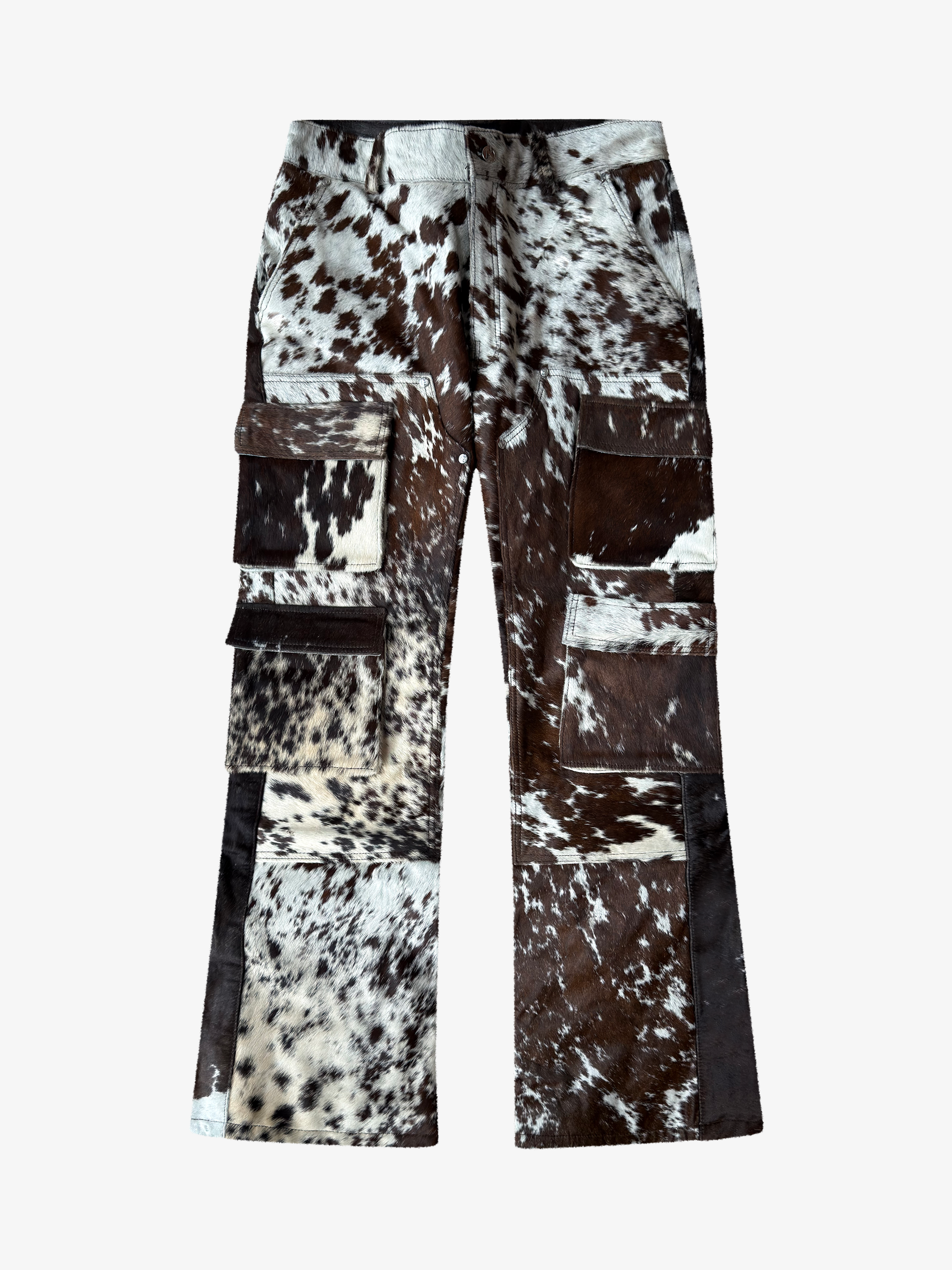 Cargo Cowhide Pants Brown White