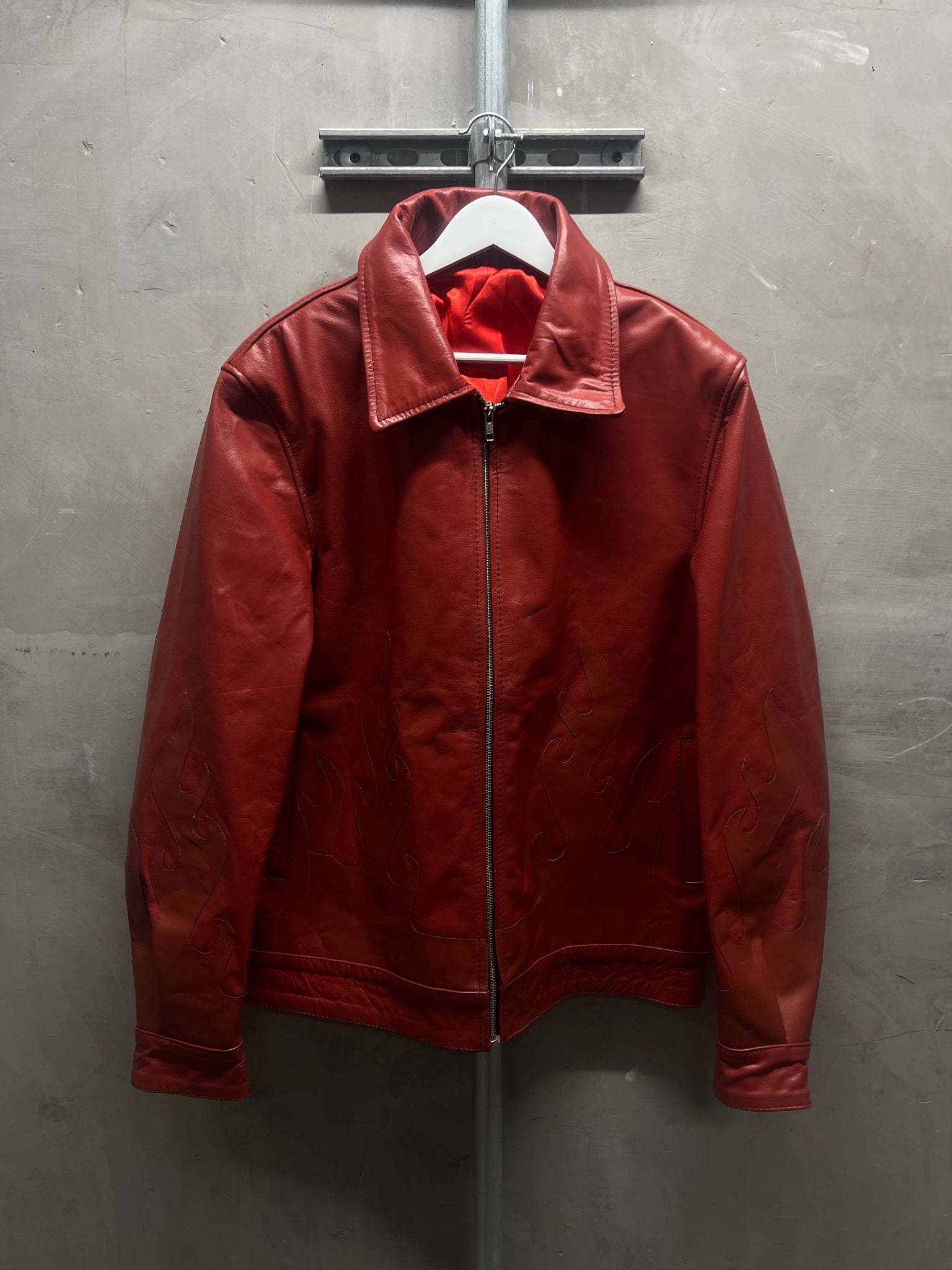 Leather Red Flame Jacket