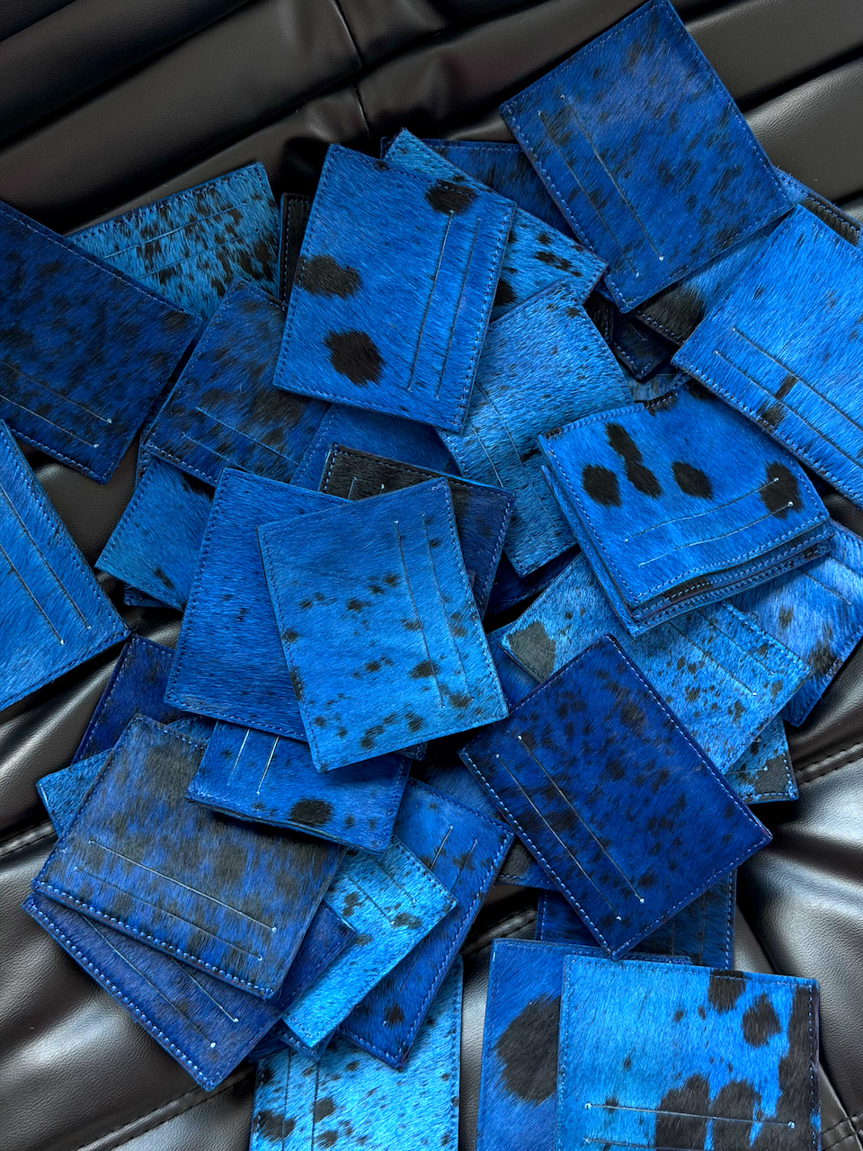 Blue Cowhide Card Holder