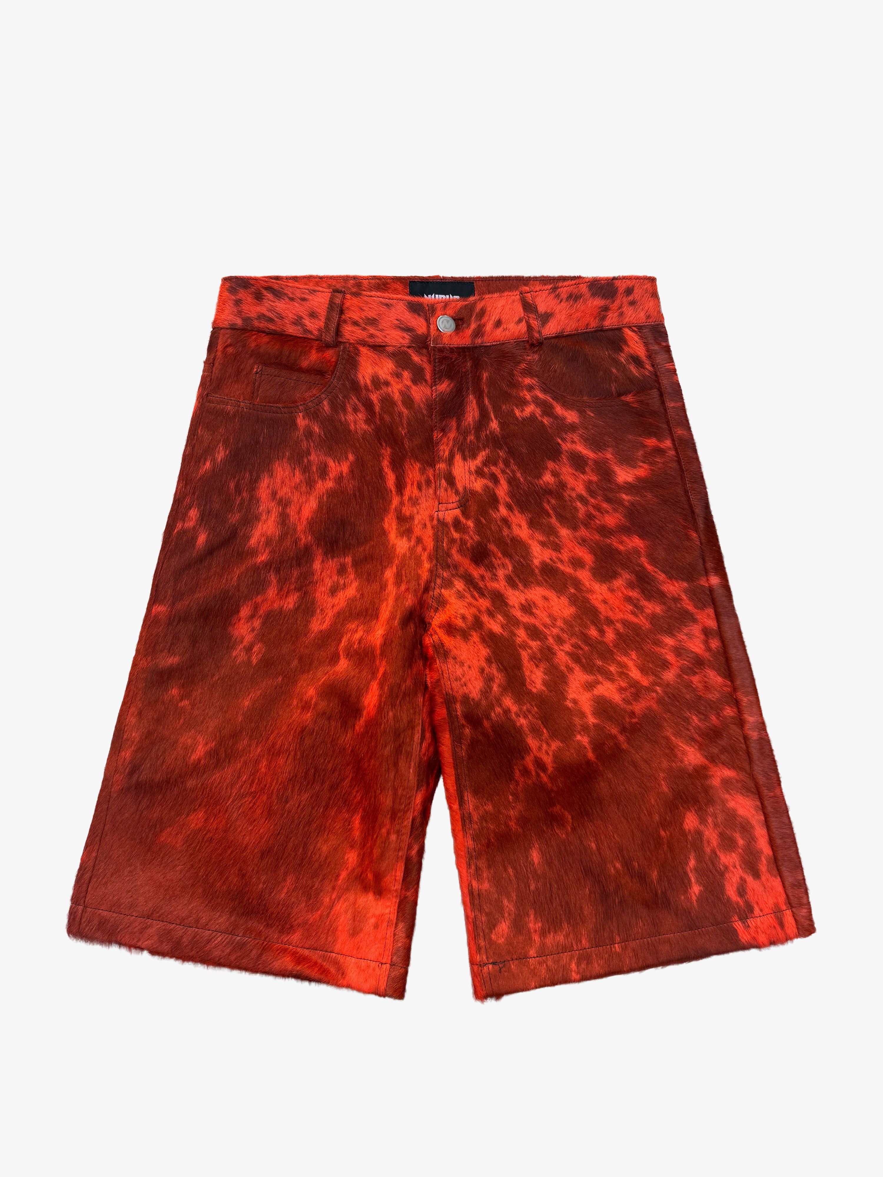 Flared Cowhide Shorts Orange