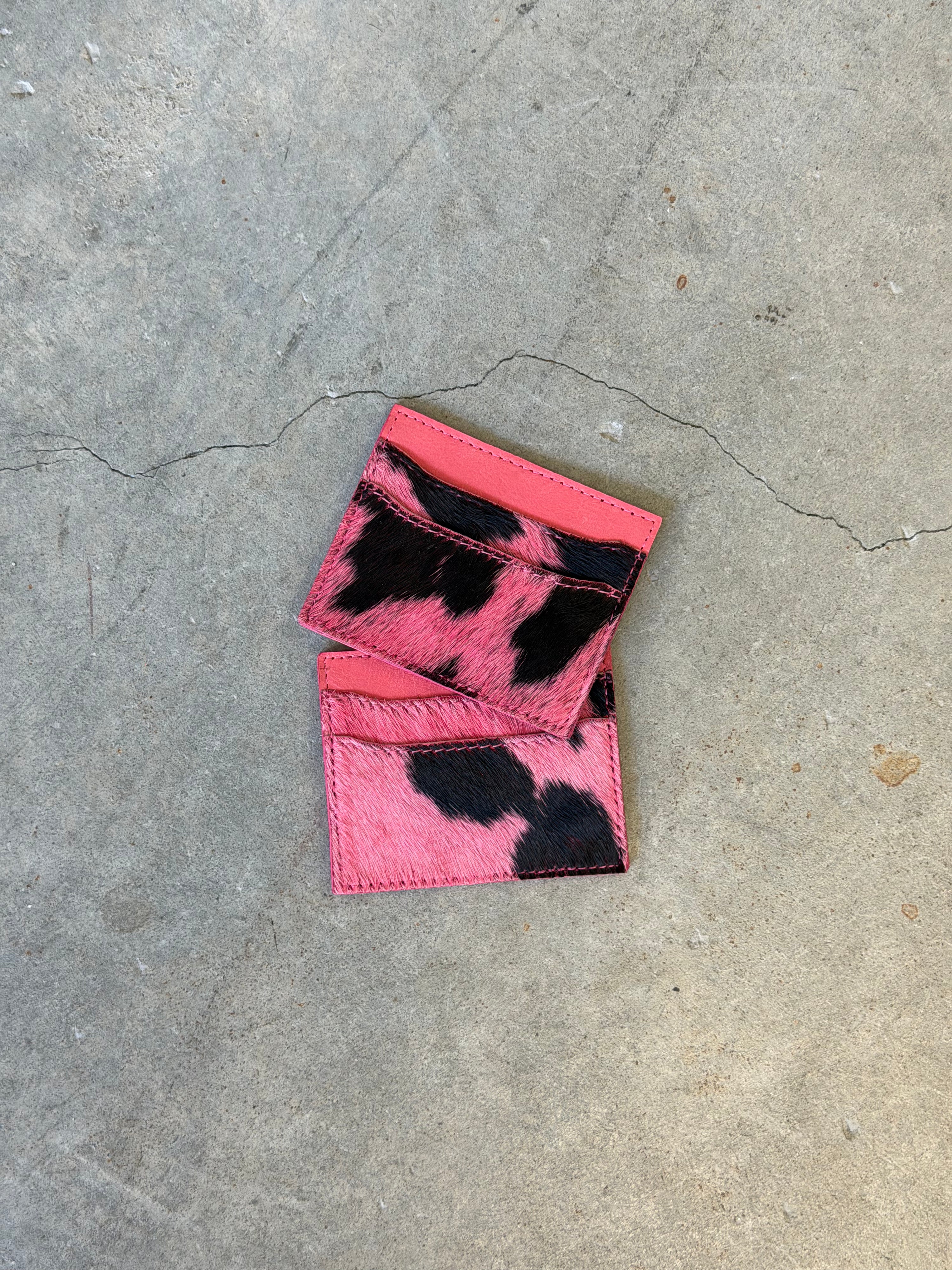 Pink Cowhide Card Holder