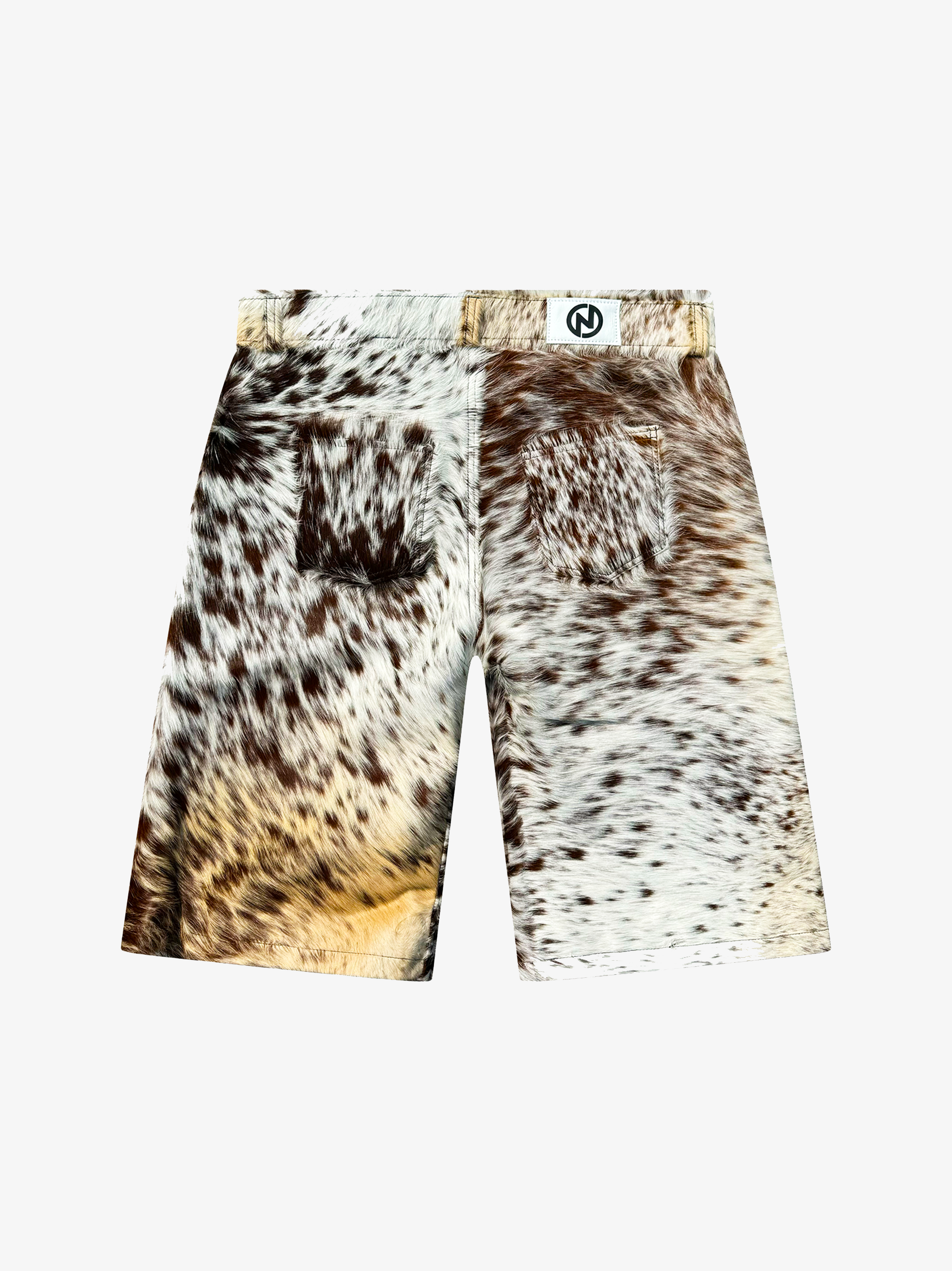 Flared Cowhide Shorts Brown/White