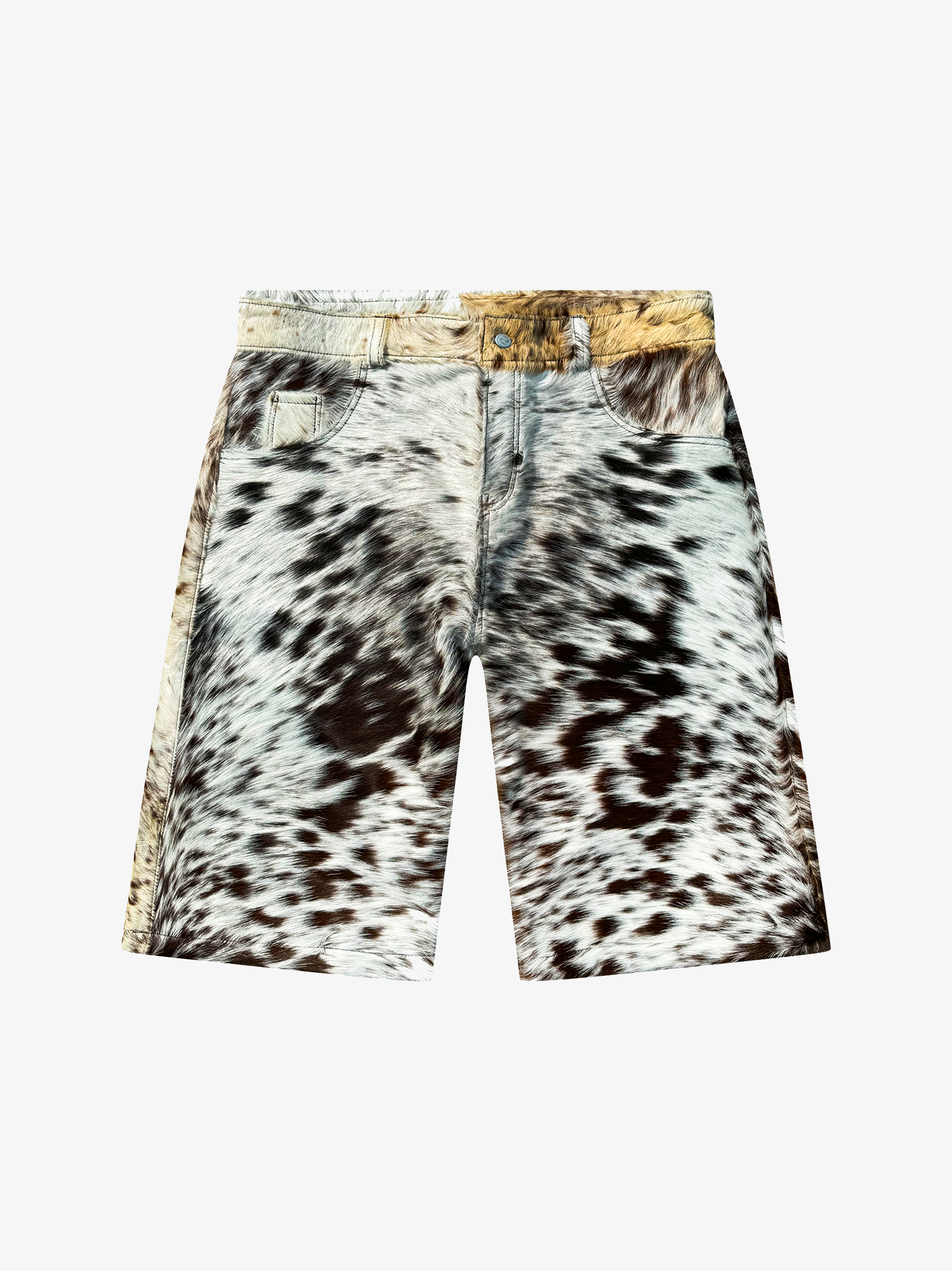 Flared Cowhide Shorts Brown/White