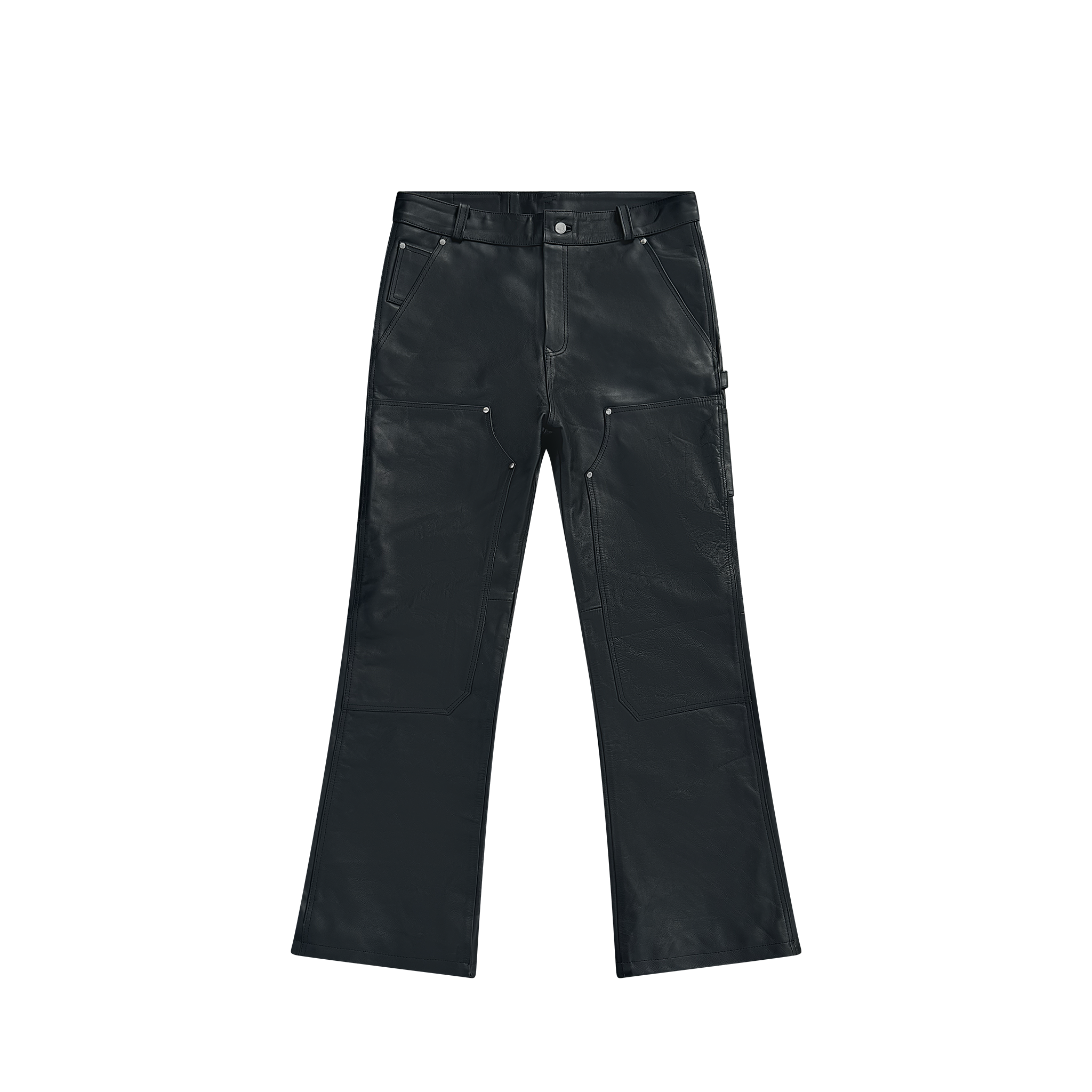 Flared Leather Carpenter Pants