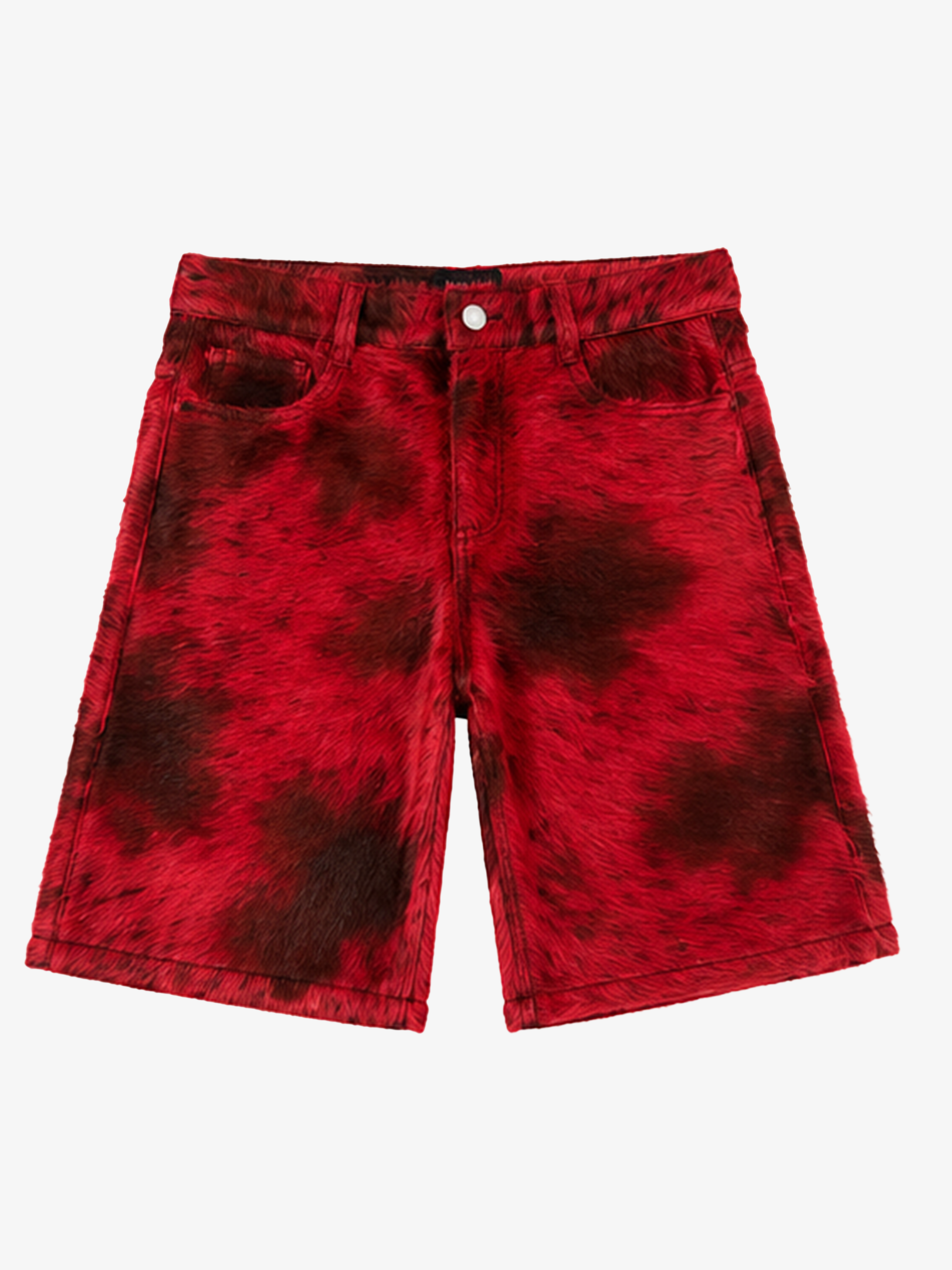 Flared Cowhide Shorts Black and Red