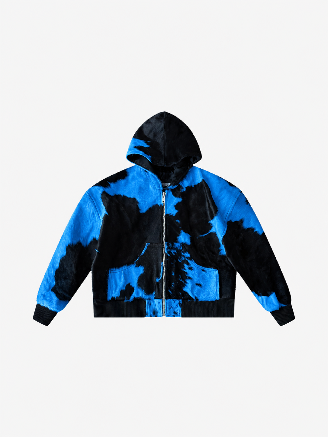 Double Zip Cowhide Hoodie Black/Blue
