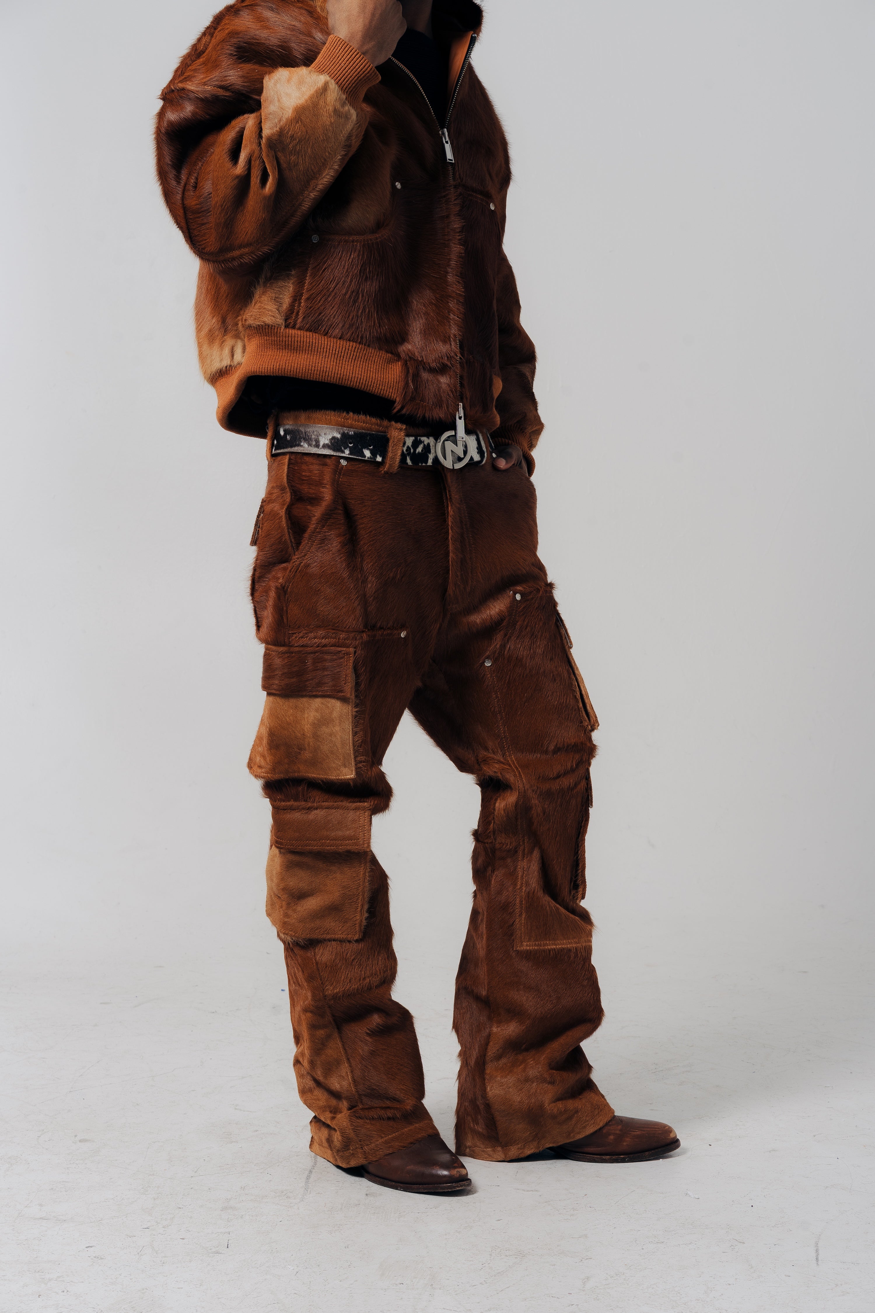 Cargo Cowhide Pants Brown
