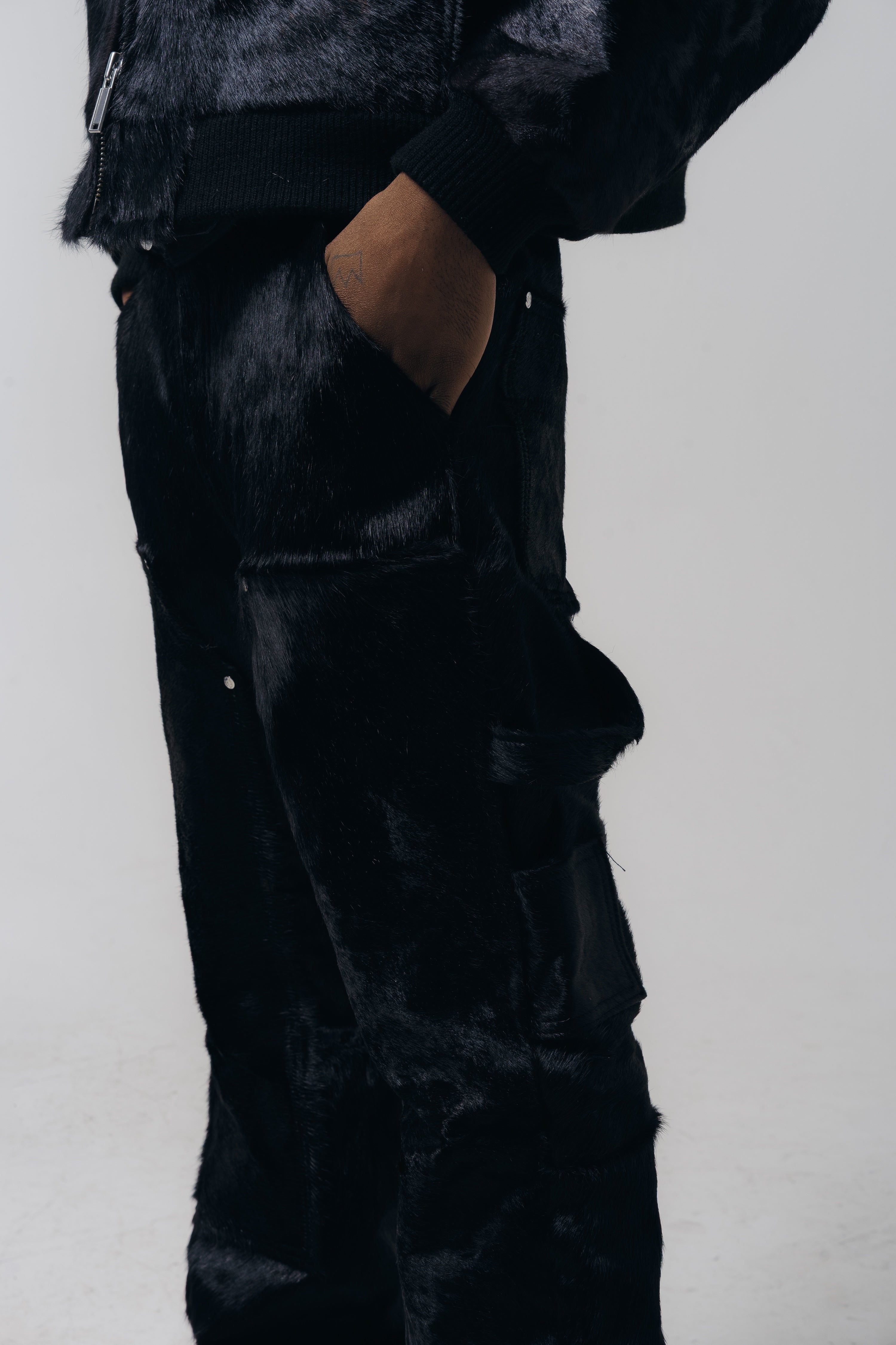 Double Knee Cowhide Pants Black