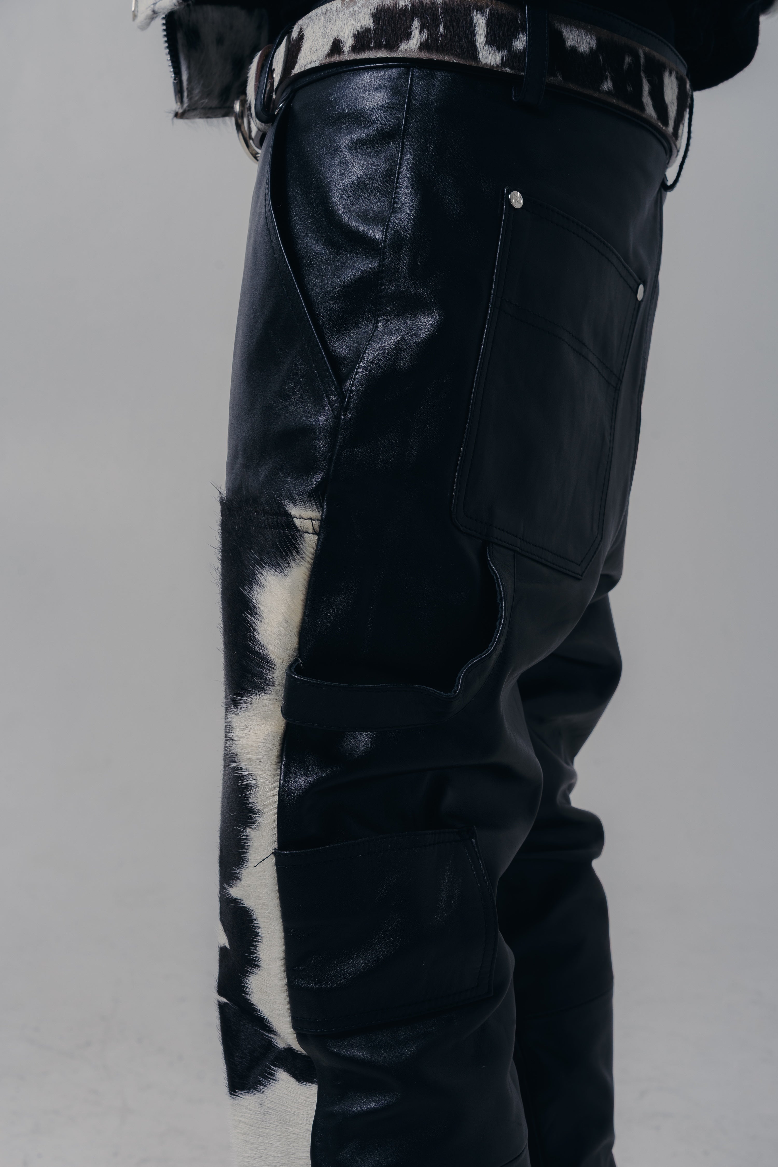 Double Knee Cowhide Patch Pants Black White – NYRVA