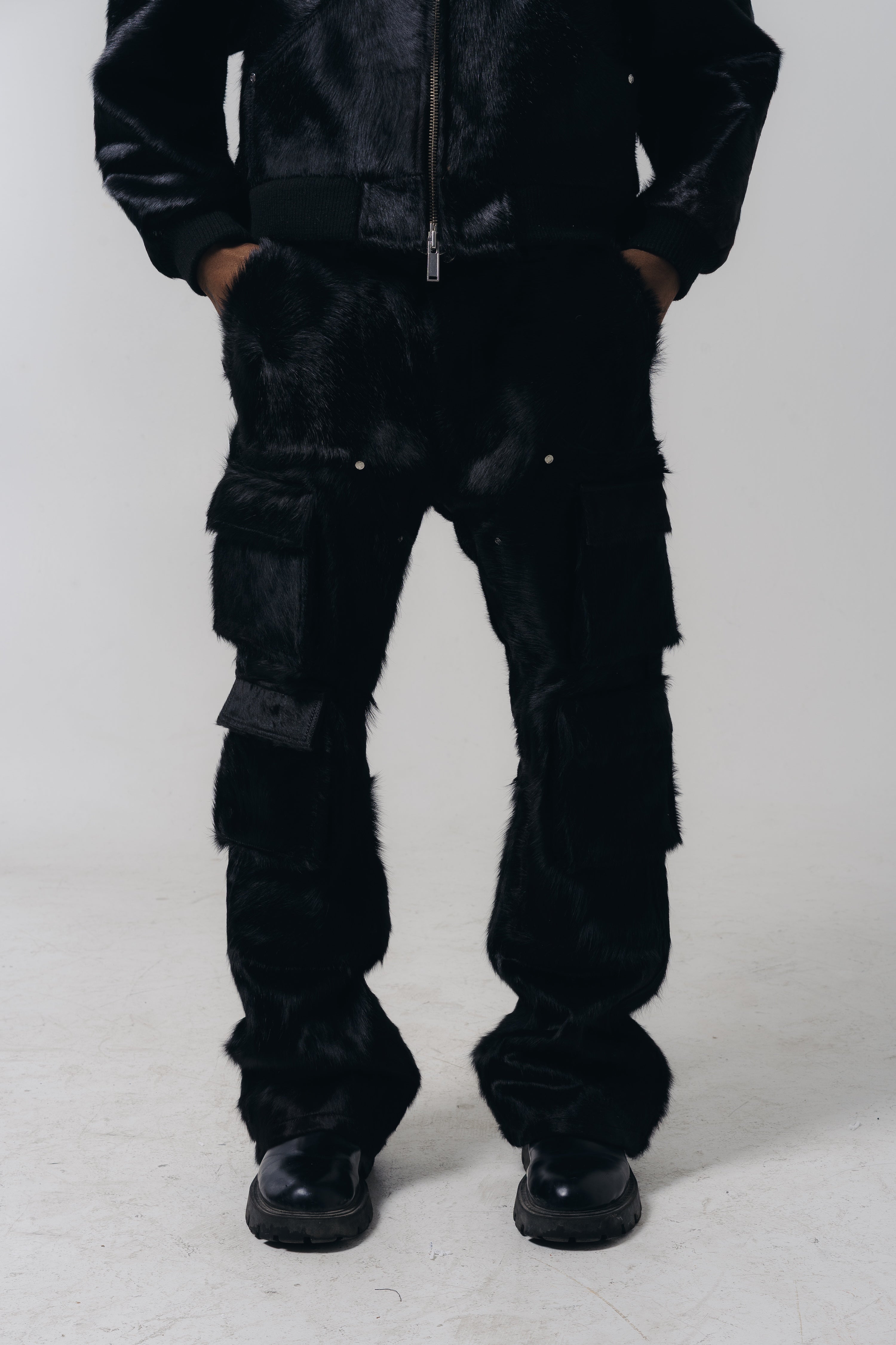 Cargo Cowhide Pants Black