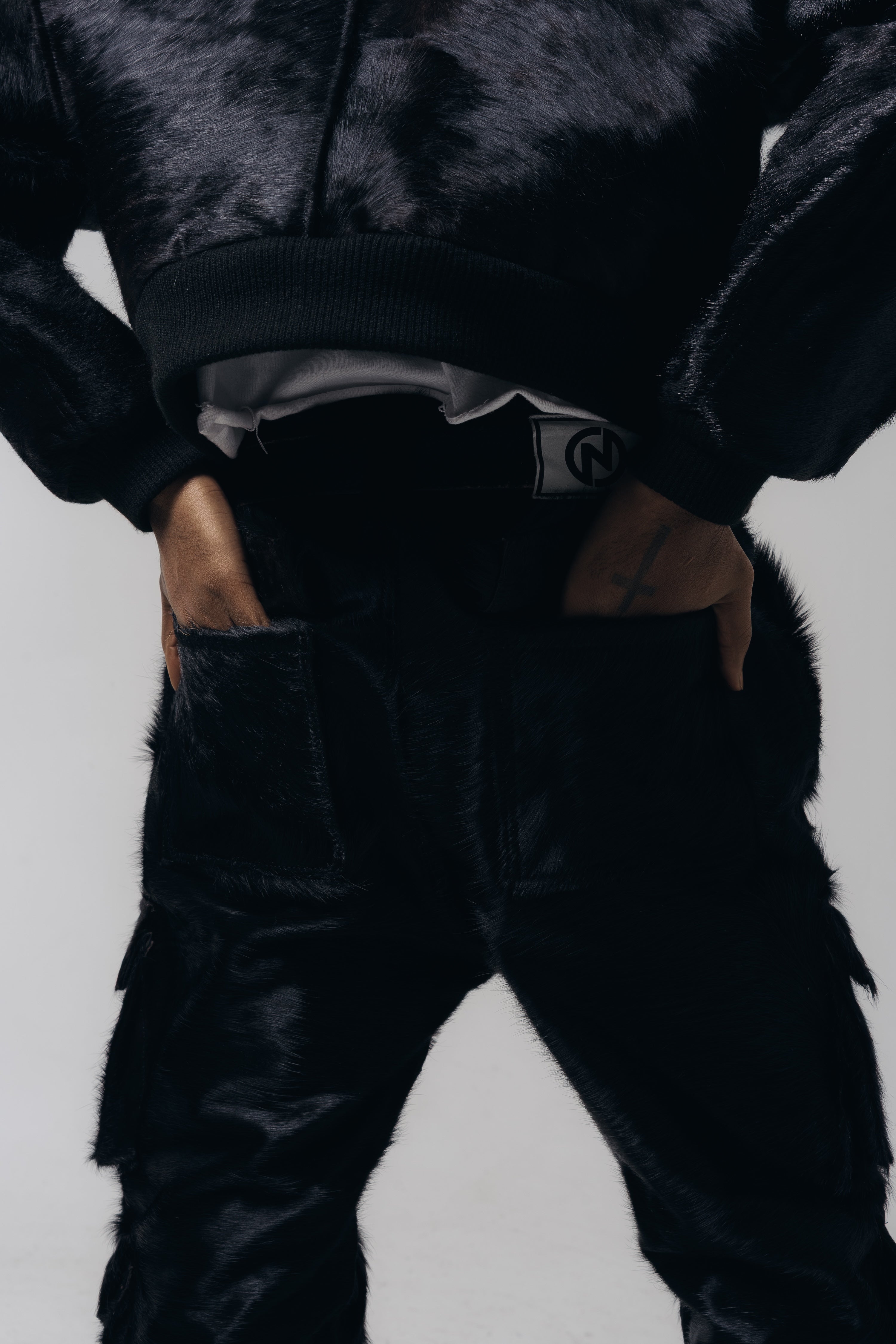 Cargo Cowhide Pants Black