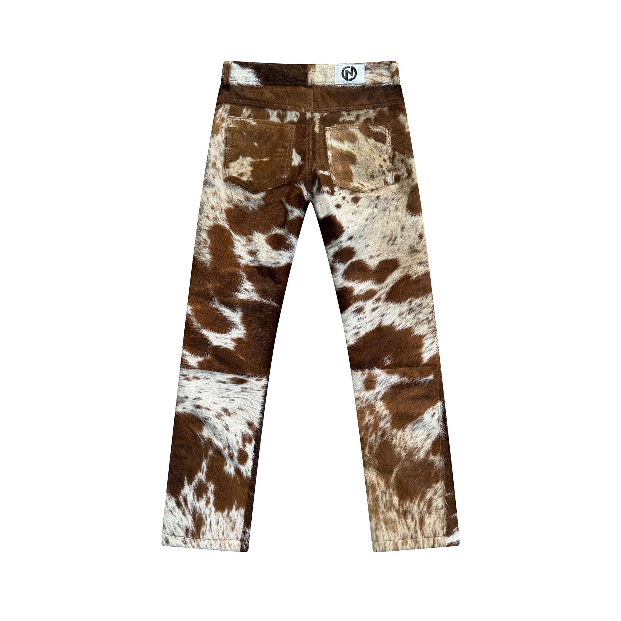 Tan Cowhide Flared Leather Pants