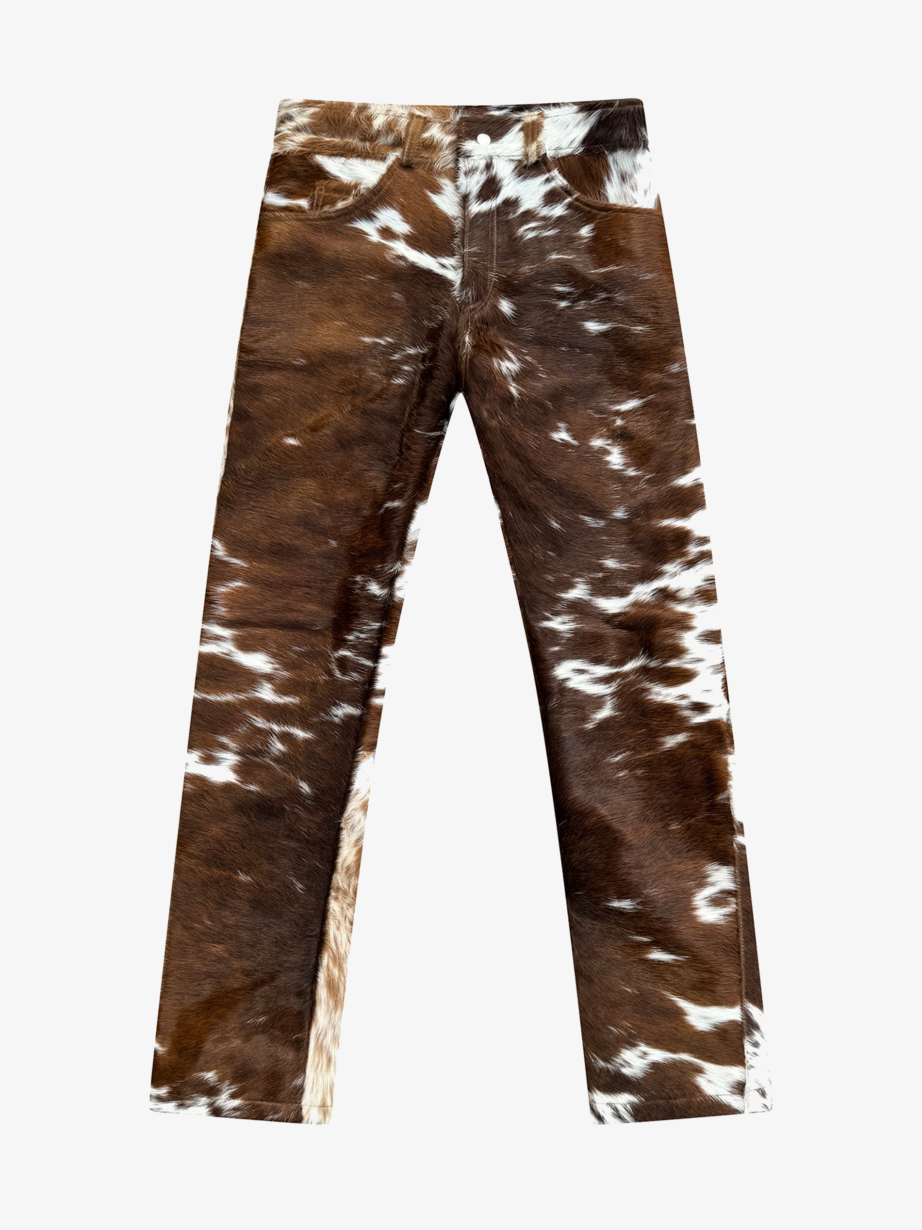 Flared Cowhide Pants Tan/White