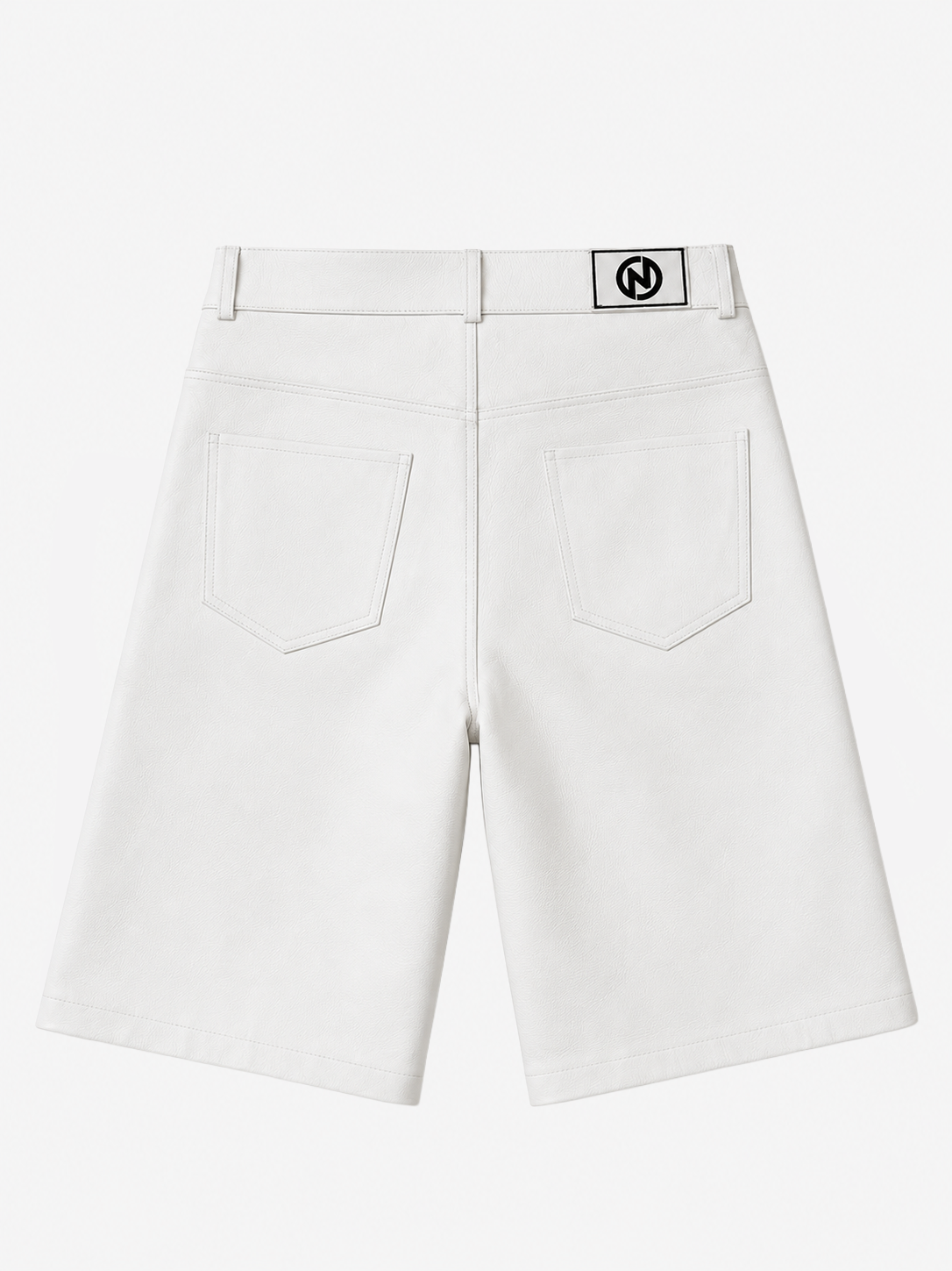 Flared Leather Shorts White