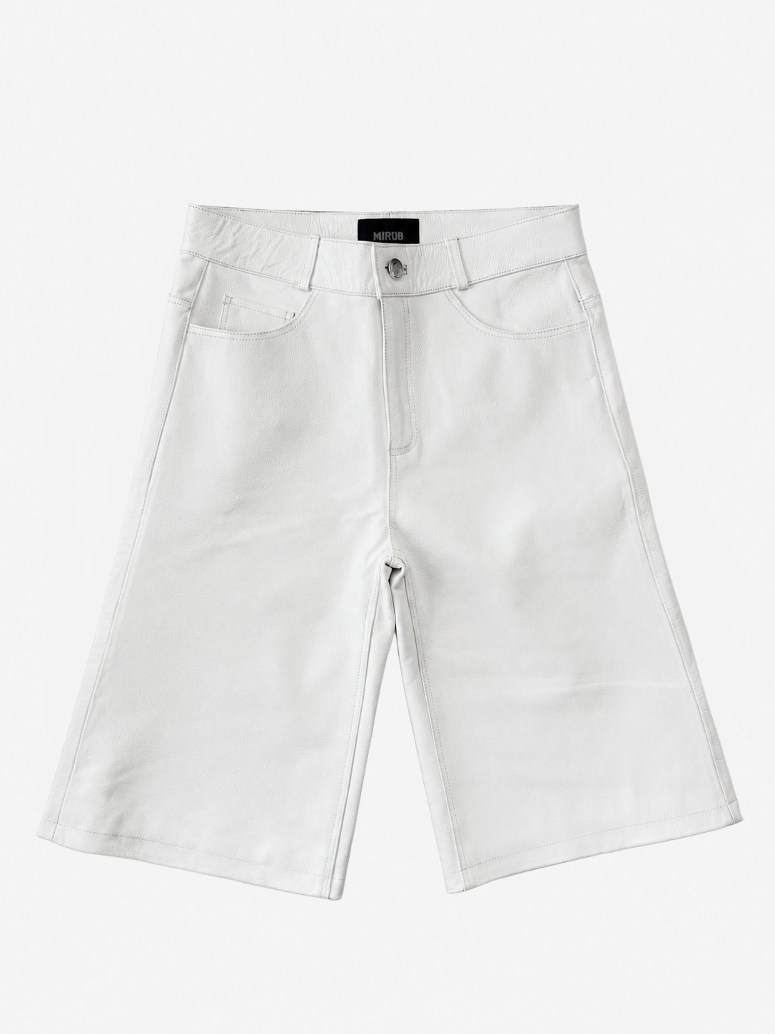 Flared Leather Shorts White